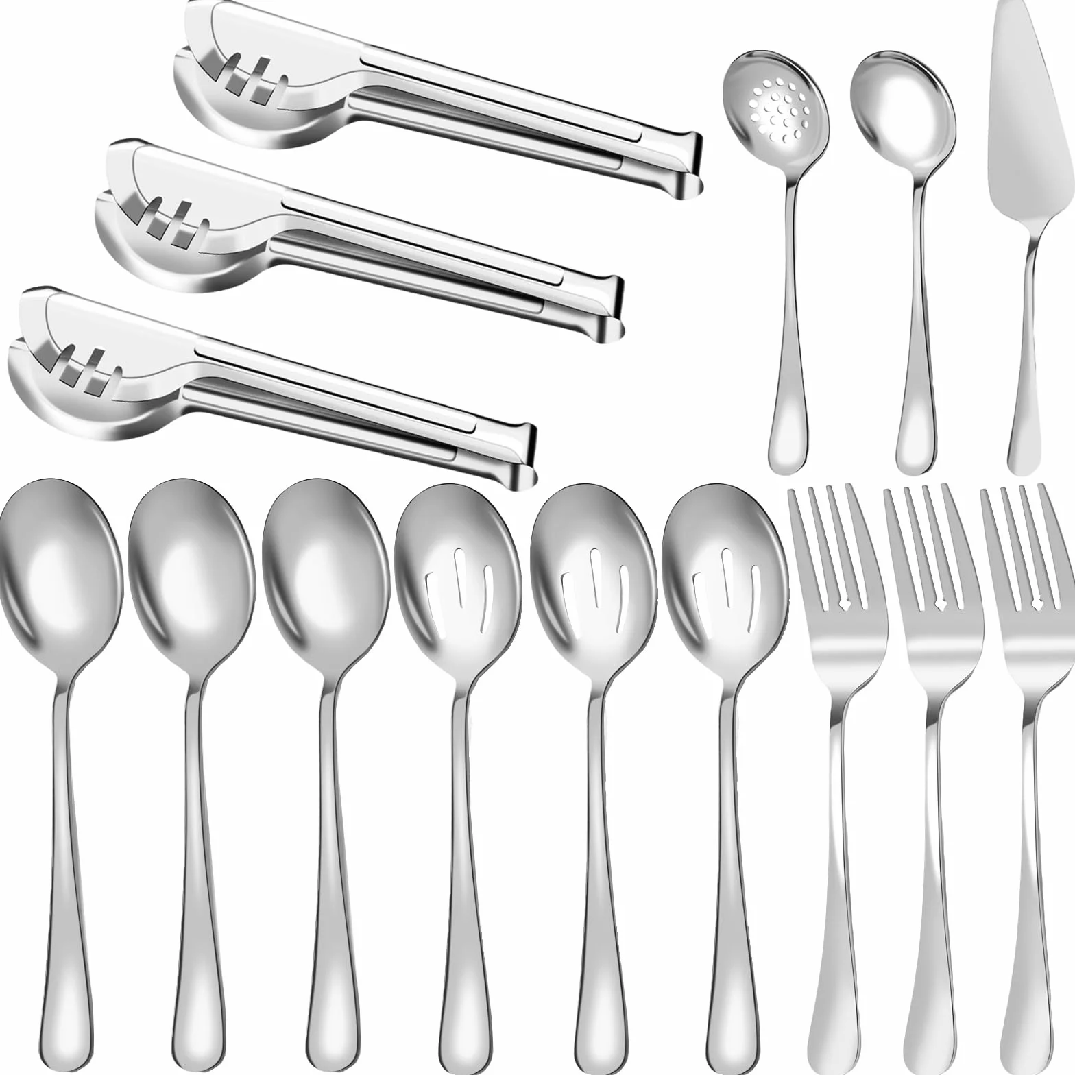 Paquete de 15 utensilios para servir (plata)