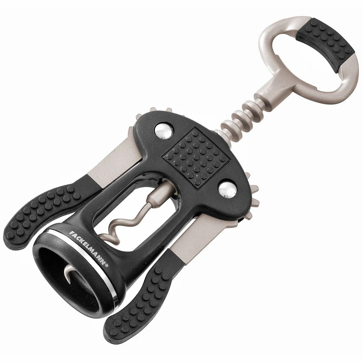 Fackelmann Sacacorchos Doble Palanca 17x7cm Aleación de Zinc Plástico ABS Acero Inoxidable Santoprene