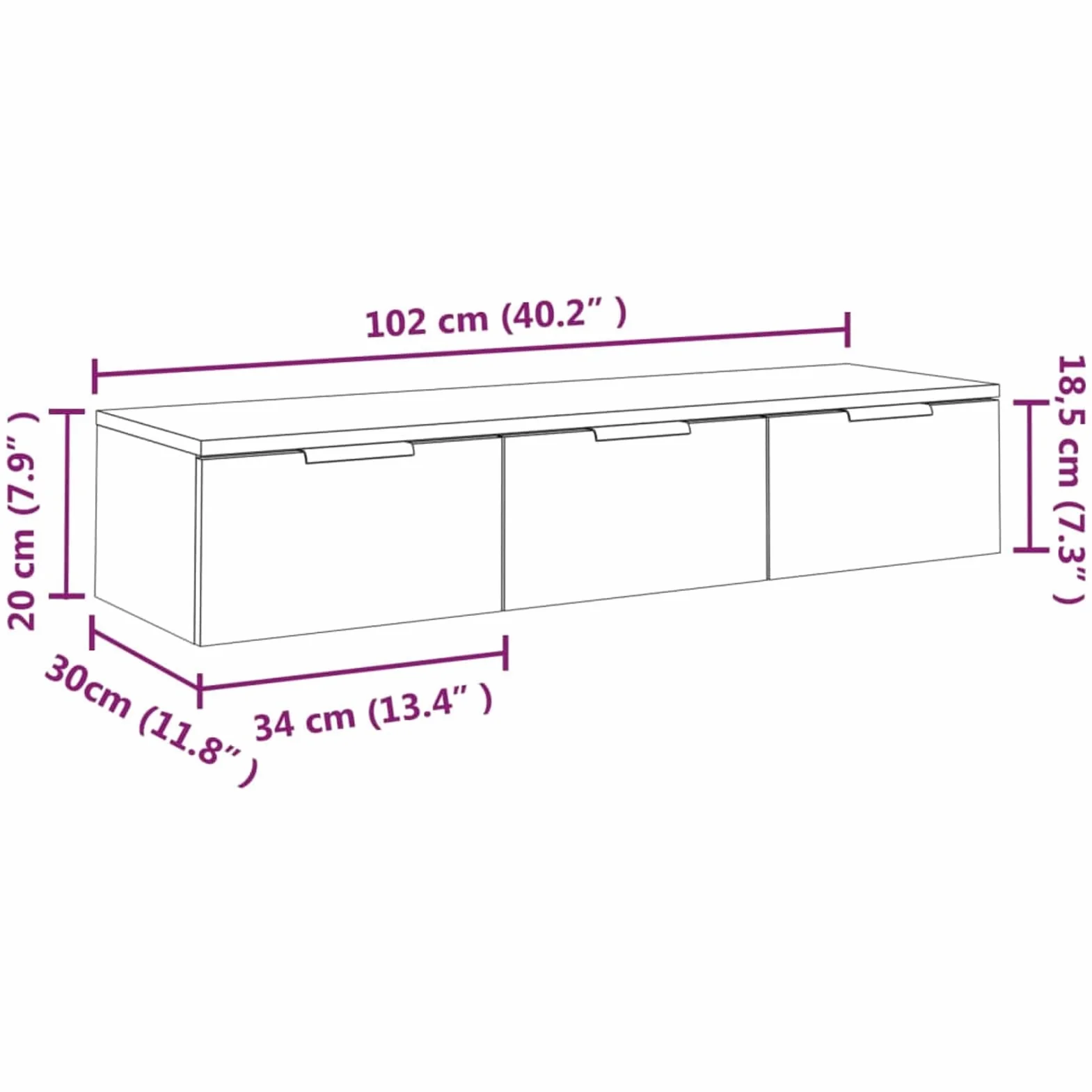 Armario de Pared, Muebles Salón, Mueble TV, Mesa Flotante, Gabinet Colgante De Pared, Gabinete De TV, Madera contrachapada Roble Sonoma 102x30x20 cm