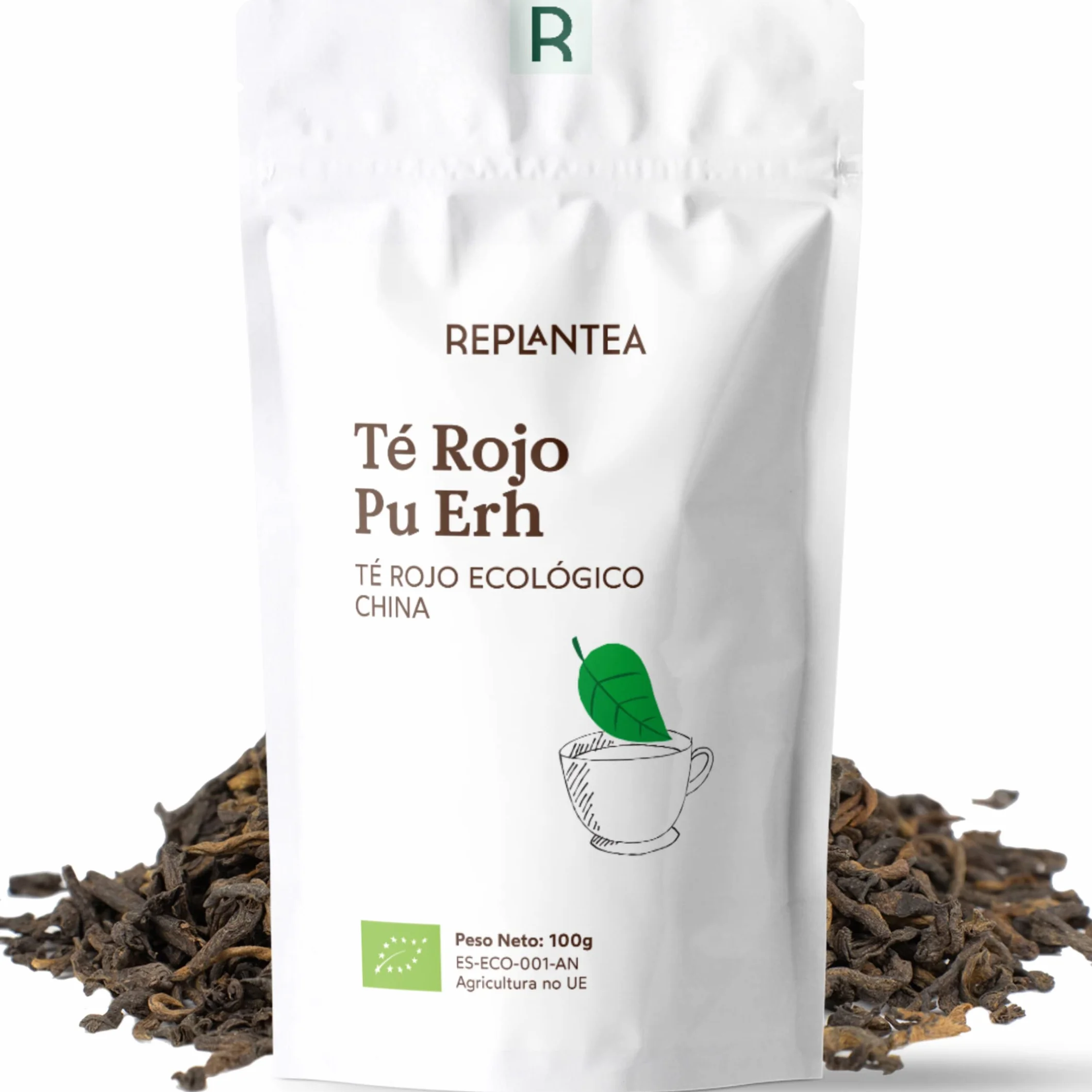 REPLANTEA® Té Pu Erh Orgánico 100g 50 Tazas Diurético Digestivo Detox