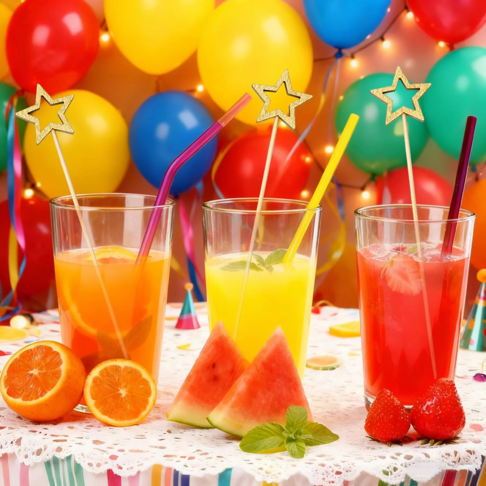 Pinchos de Cóctel con Pentagrama Palillos para Aperitivos de Madera Dorado 100 Piezas