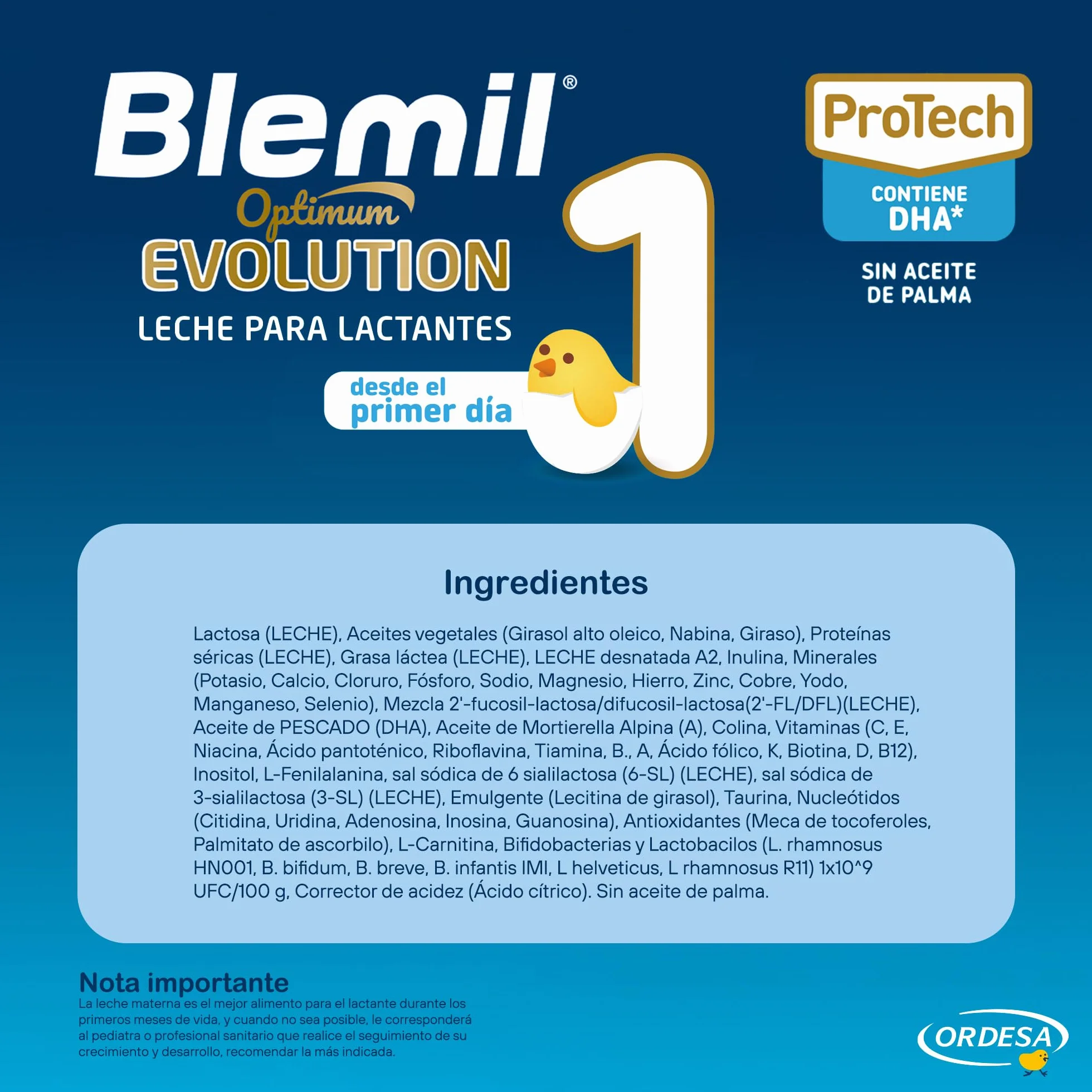 Blemil 1 Optimum Evolution 800g Leche de Inicio en Polvo para Bebé