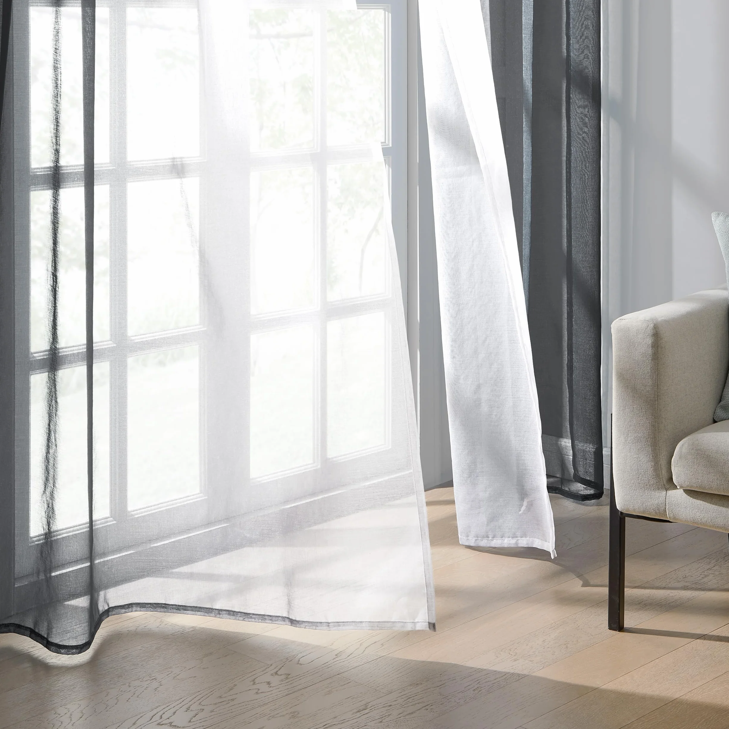 Topfinel Cortinas Dormitorio Cortas 2 Piezas 140x160cm Negro Gradiente Translucidas para Ventanas Cocina Moderna