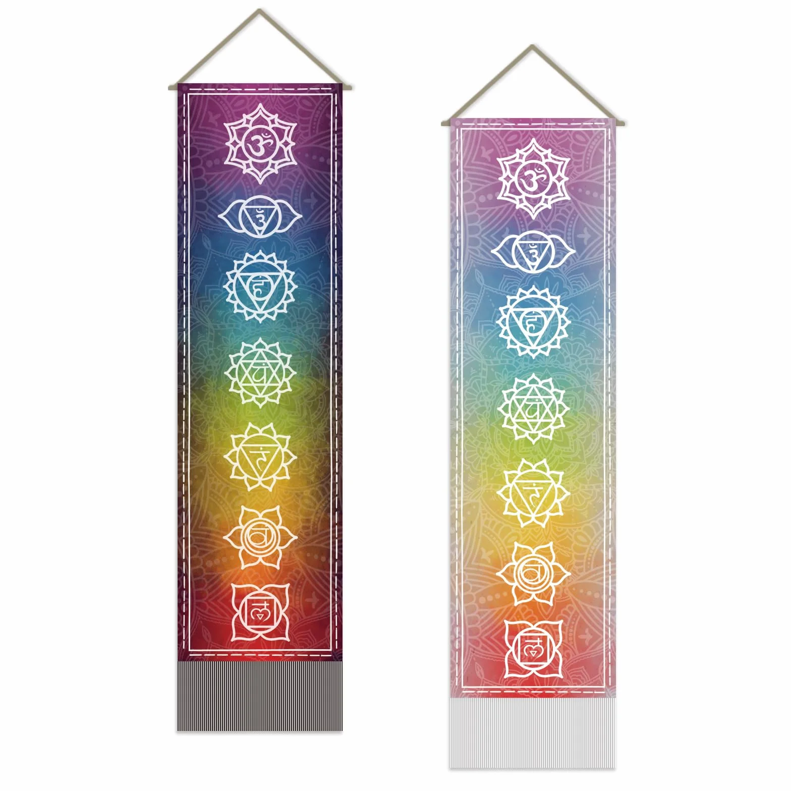 SUPERDANT Tapiz de Pared Chakra 130x33cm Manta Colorido con Borla Decorativo para Sala de Estar