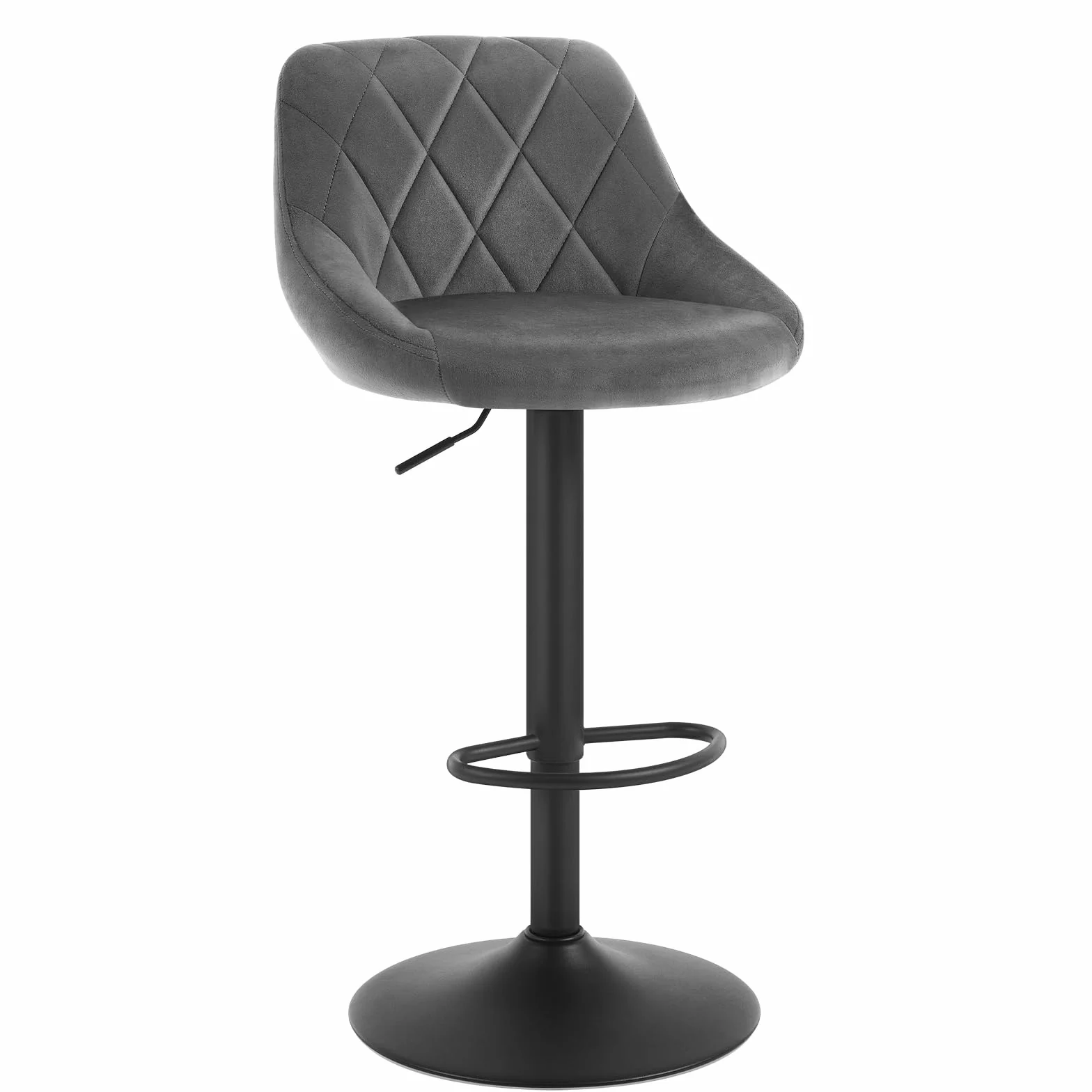 WOLTU 2X Taburete de Bar con Respaldo Terciopelo Regulable en Altura Gris Oscuro