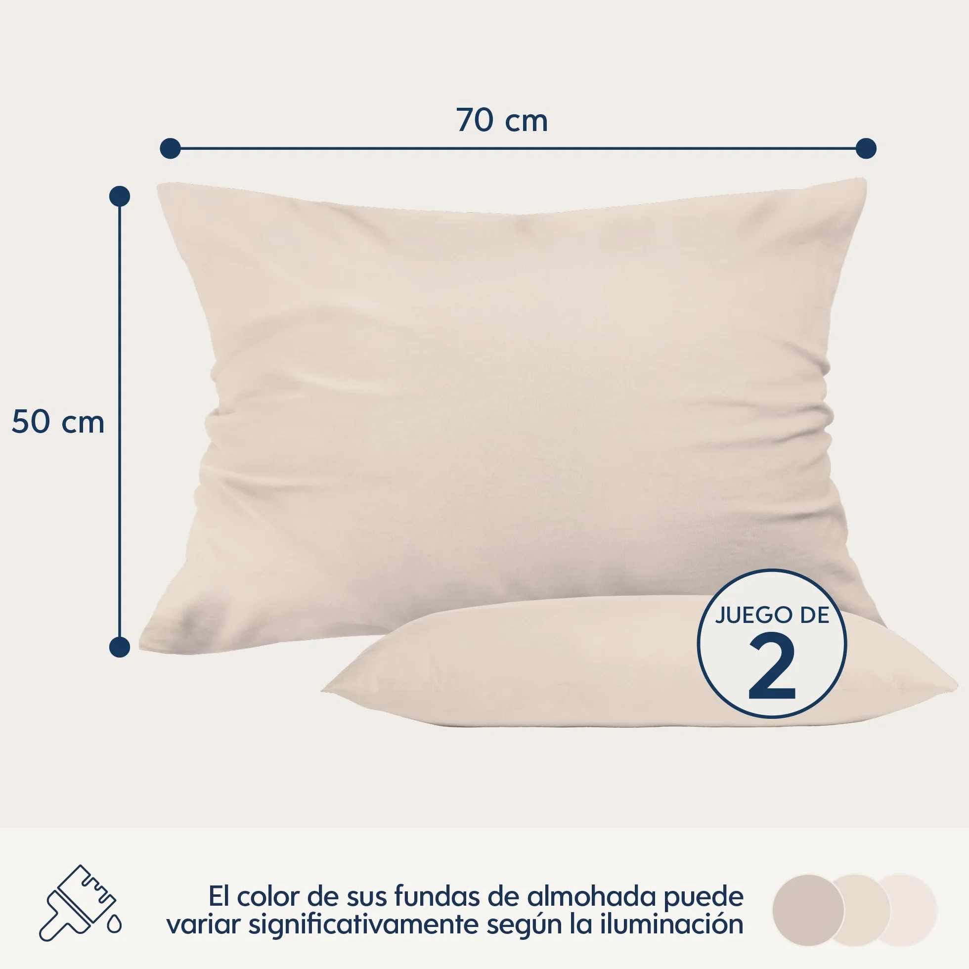 Dreamzie Fundas de Almohada 50x70 cm Beige Microfibra 100% Poliéster Juego de 2