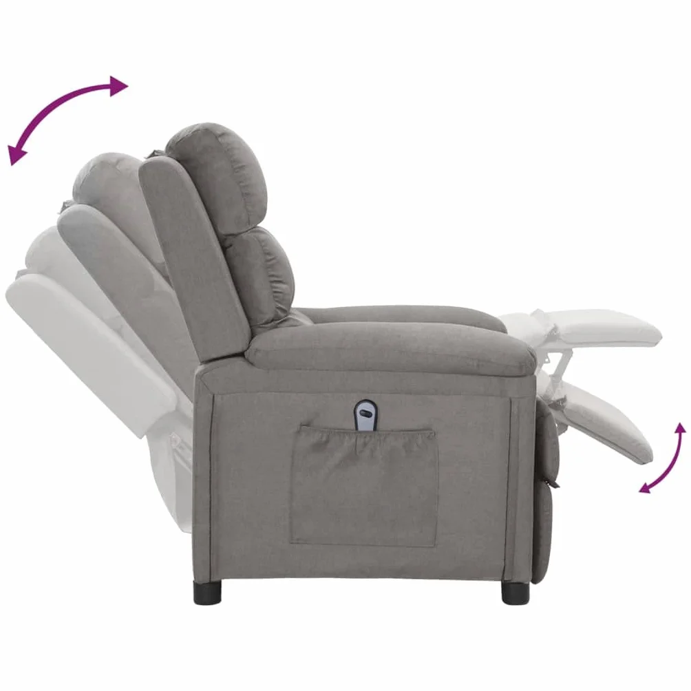 vidaXL Sillón Reclinable Eléctrico Silla Sofá Asiento Butaca Relax Sala de Estar Salón Oficina Ajustable Reposapiés Mueble de Tela Gris Claro