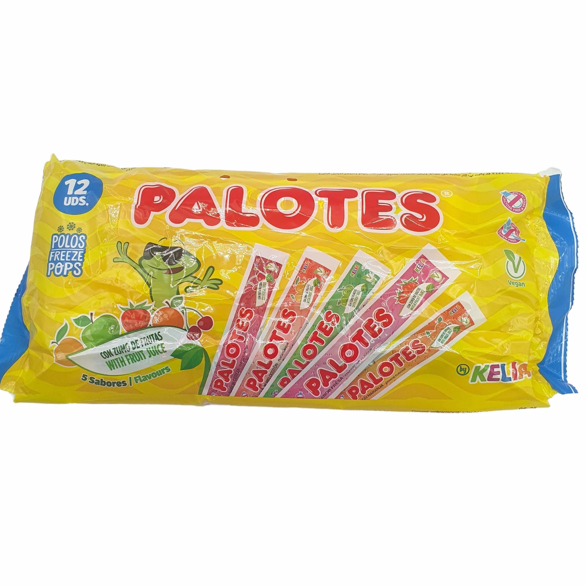 Palotes Helados Kelia Pack 180 Polos Congelables Sabores Variados Cereza Naranja Fresa Melocotón Manzana Vegano