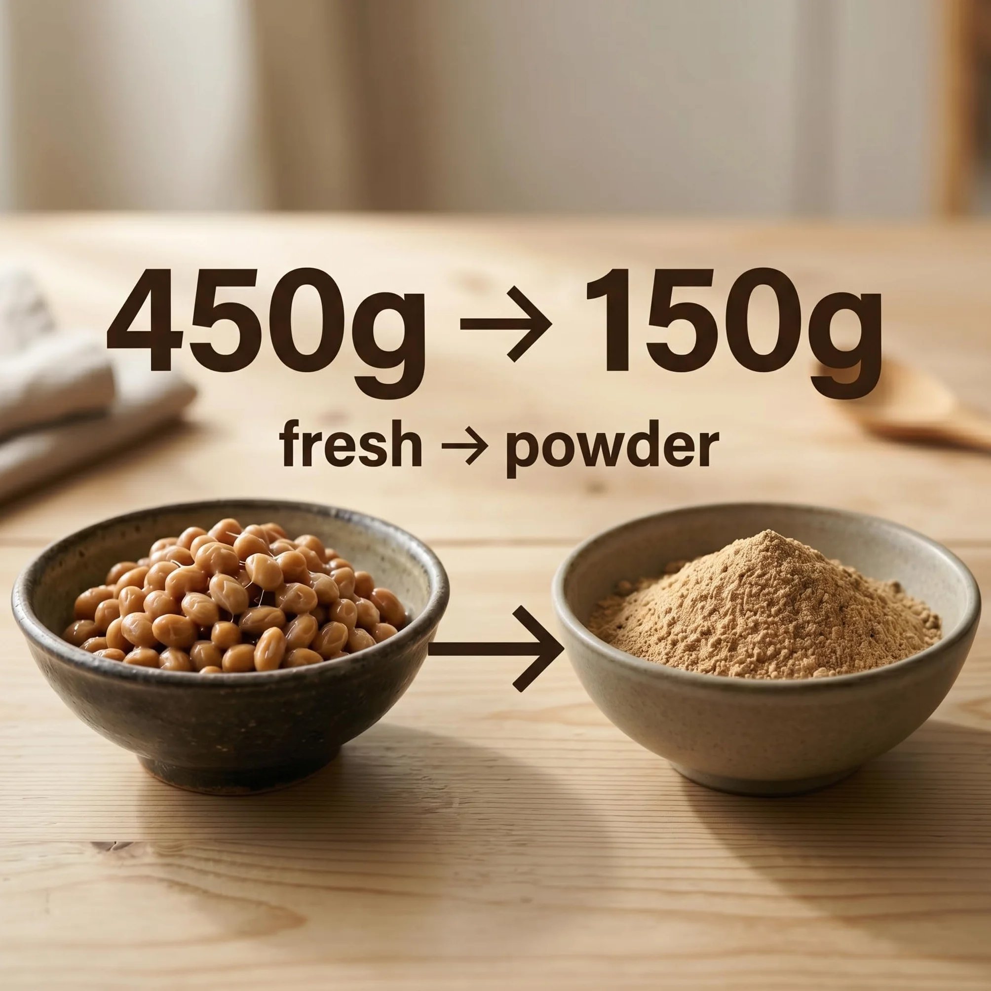 Natto en Polvo 150 g Rico en Vitamina K2 Soja Fermentada