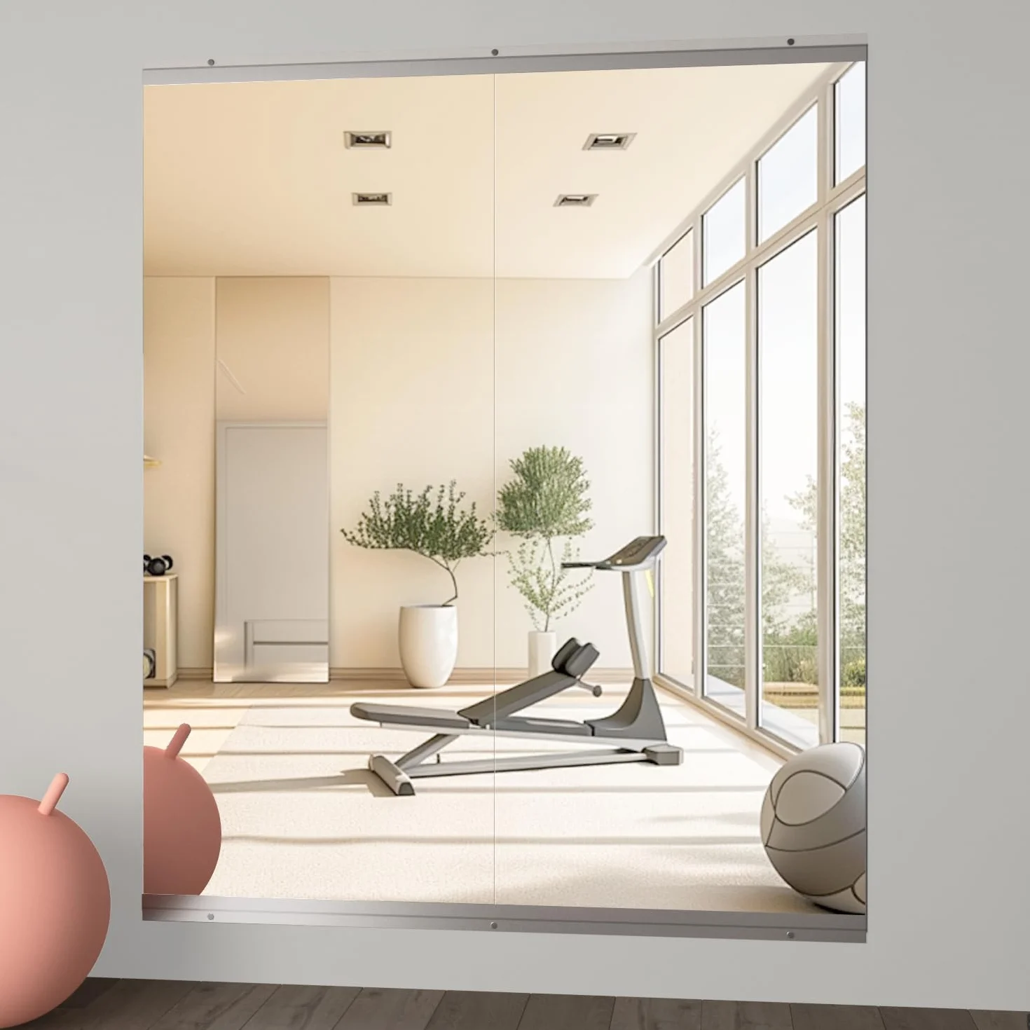 Espejo para Gimnasio doméstico, 2piezas 144,5 x 60 cm Espejo Grande para Yoga, Espejos sin Marco de Cuerpo Entero para Fitness, Vidrio Templado, Montaje en Pared para Estudio de Danza
