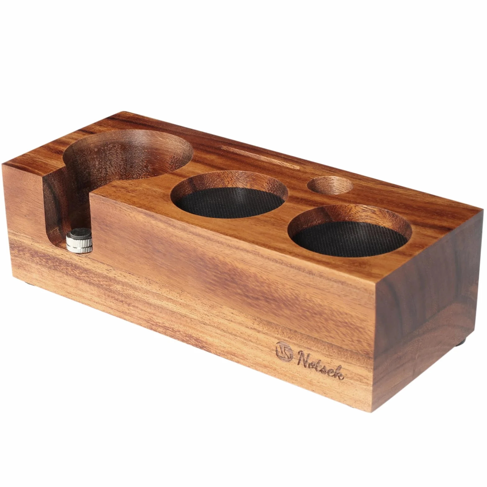 NOTSEK Estación de prensado de madera de nogal de 54 mm, para portafiltros de 51 mm y 54 mm, para cafetera espresso, accesorios baristas