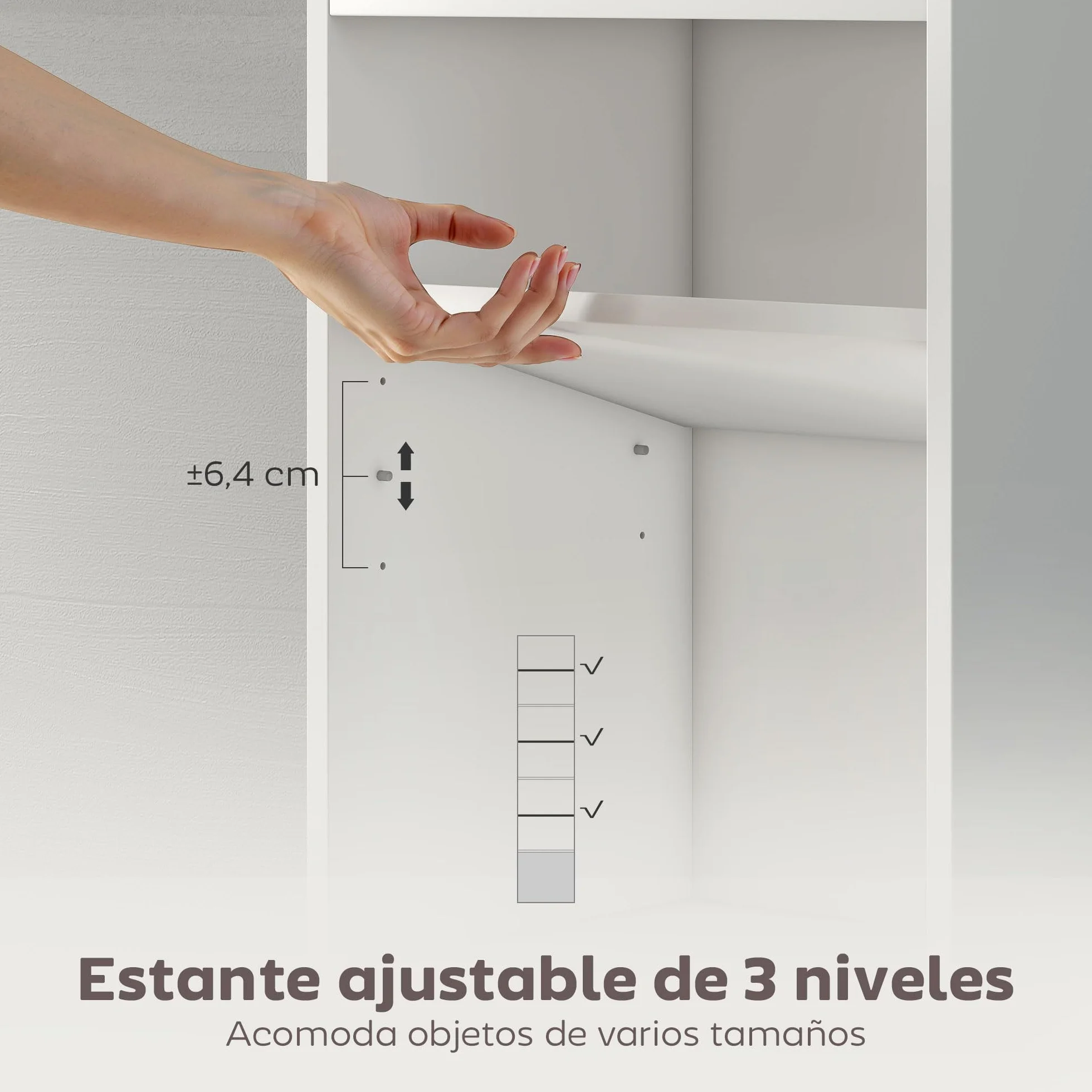 HOMCOM Librería de 7 Niveles, Estantería para Libros con Estantes Ajustables y Puerta, Estantería Moderna, 40x30x180 cm, para Salón, Dormitorio, Estudio, Oficina, Blanco