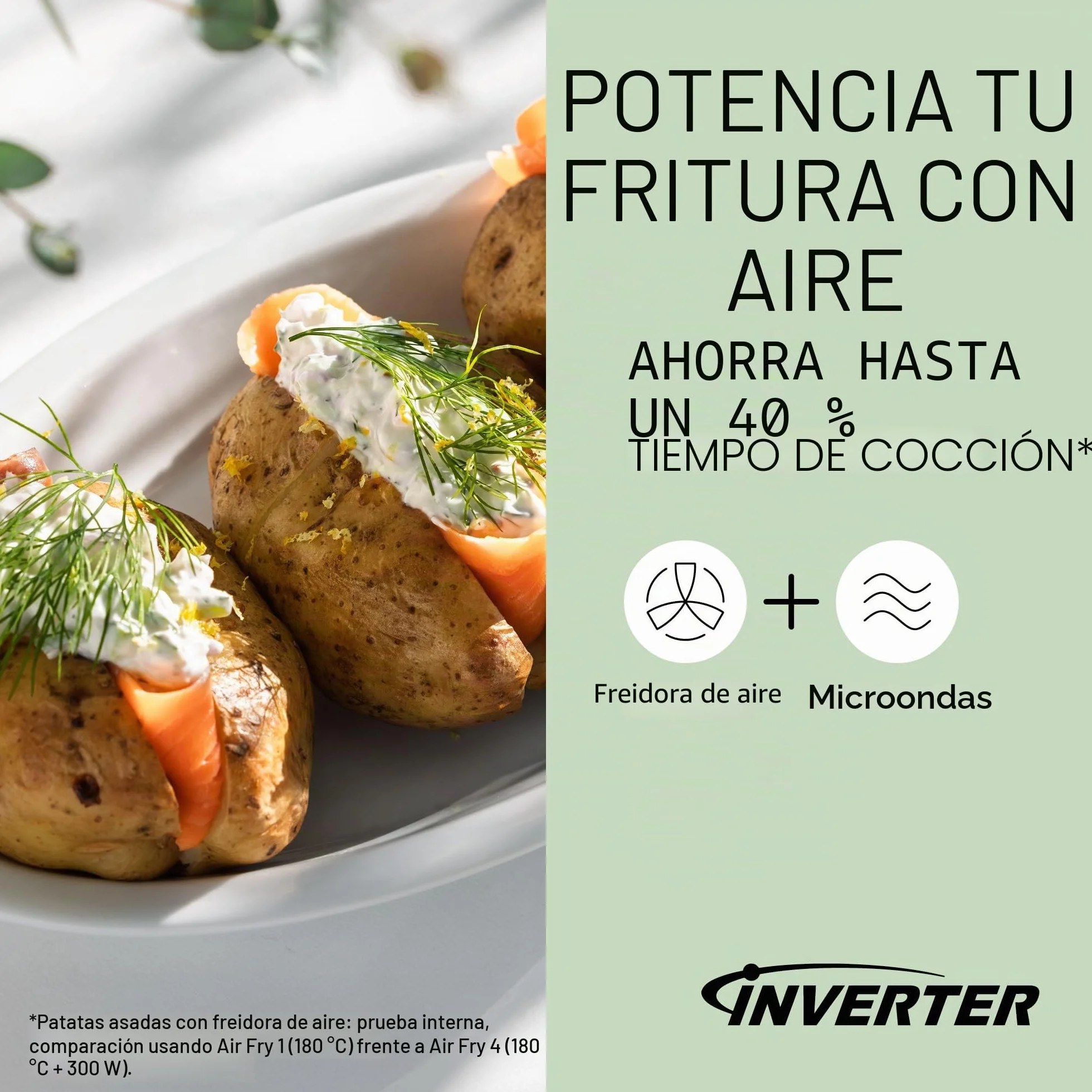 Panasonic NN-CT55RWEPG Horno Microondas Combinado 4 en 1 de 27 L con Freidora De Aire, Inverter de 1000 W, Grill de 1300 W, Convección, 19 Programas Automáticos, Blanco