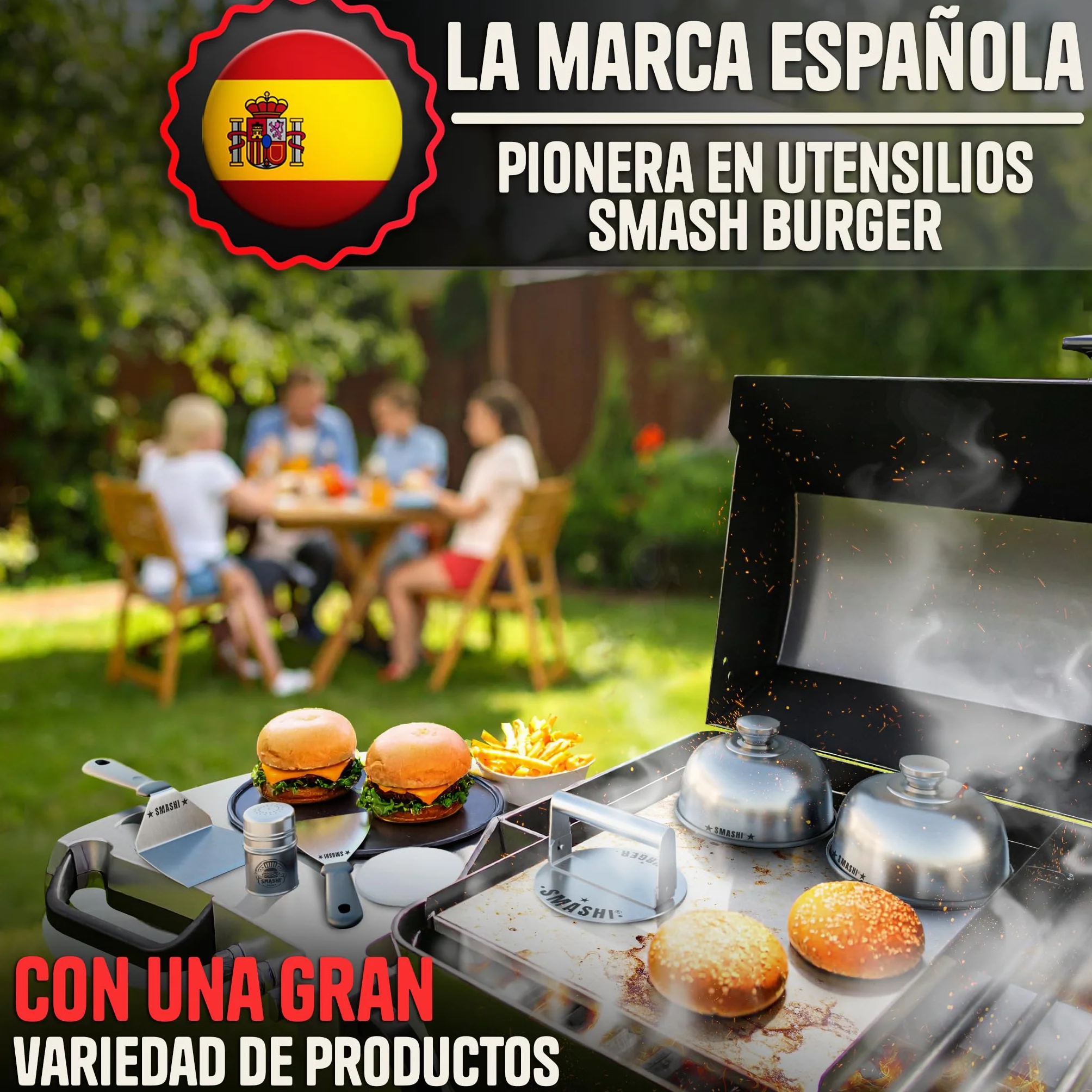 SMASHI® Set de 2 Campanas para Smash Burger – Tapa de Acero Inoxidable 304, Diámetro 16cm