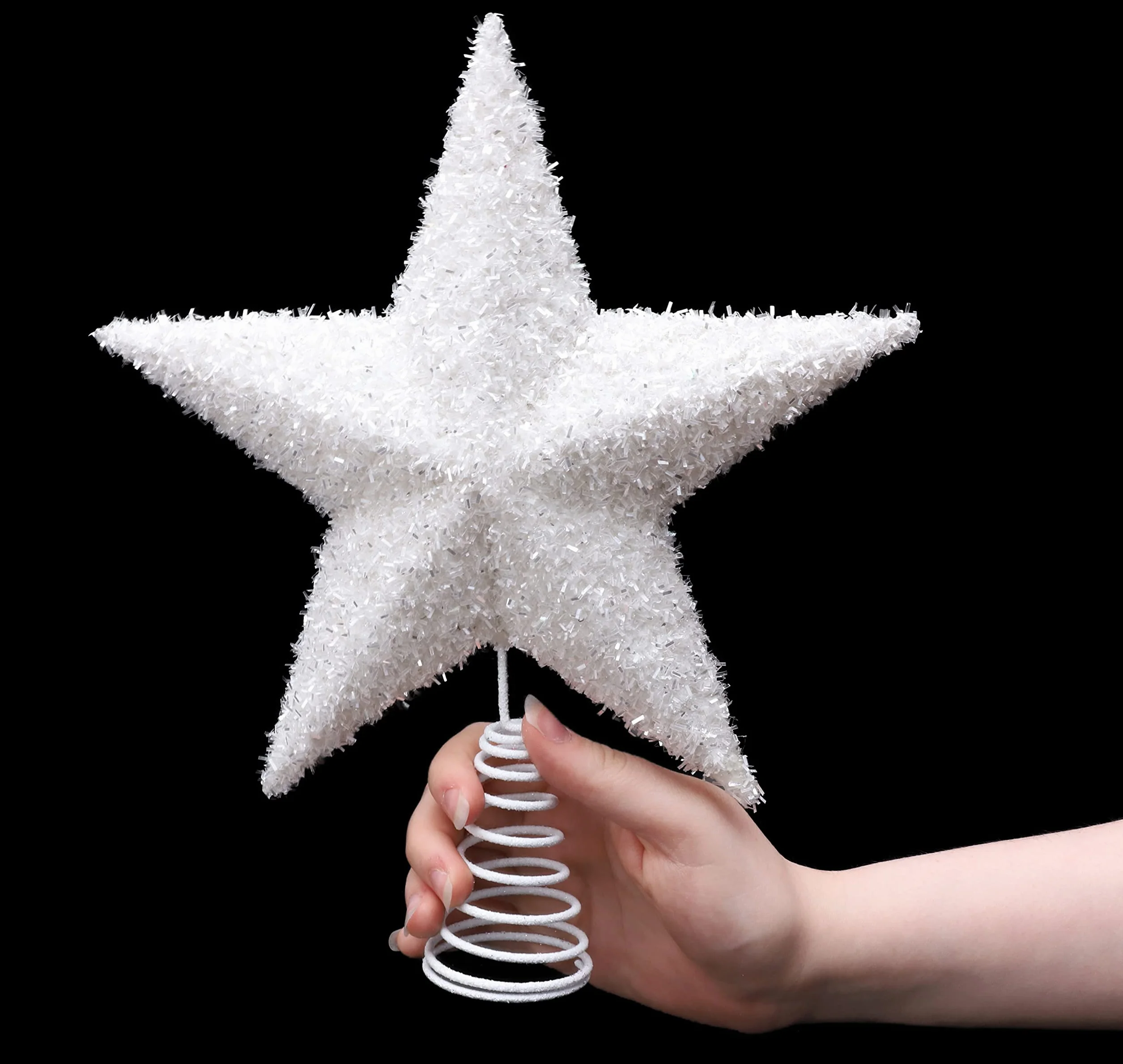 Christmas Concepts® Estrella de árbol Brillante 28 cm - Decoración navideña Lujosa (Blanca)