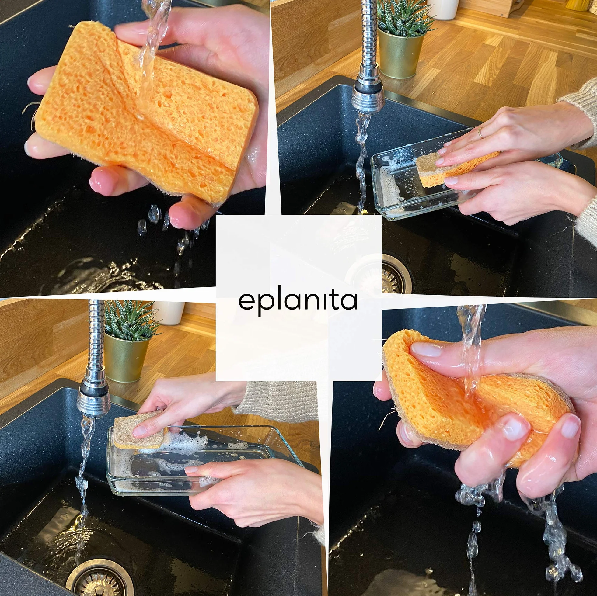 Esponjas naturales biodegradables ecológicas antiarañazos paquete de 6 para cocina y baño