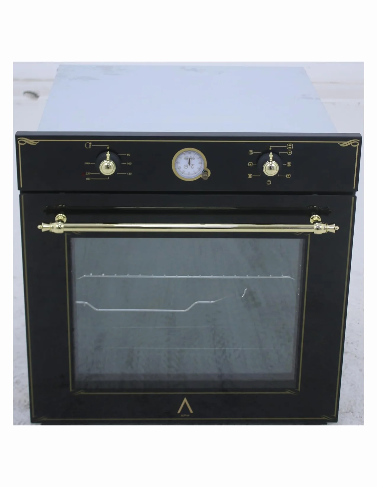 ALPHA Horno Eléctrico NEPTUNO GOLD Rústico Dorado. Triple Cristal, Guías Telescópicas, Rustidor y Ventilador **Alta Gama**
