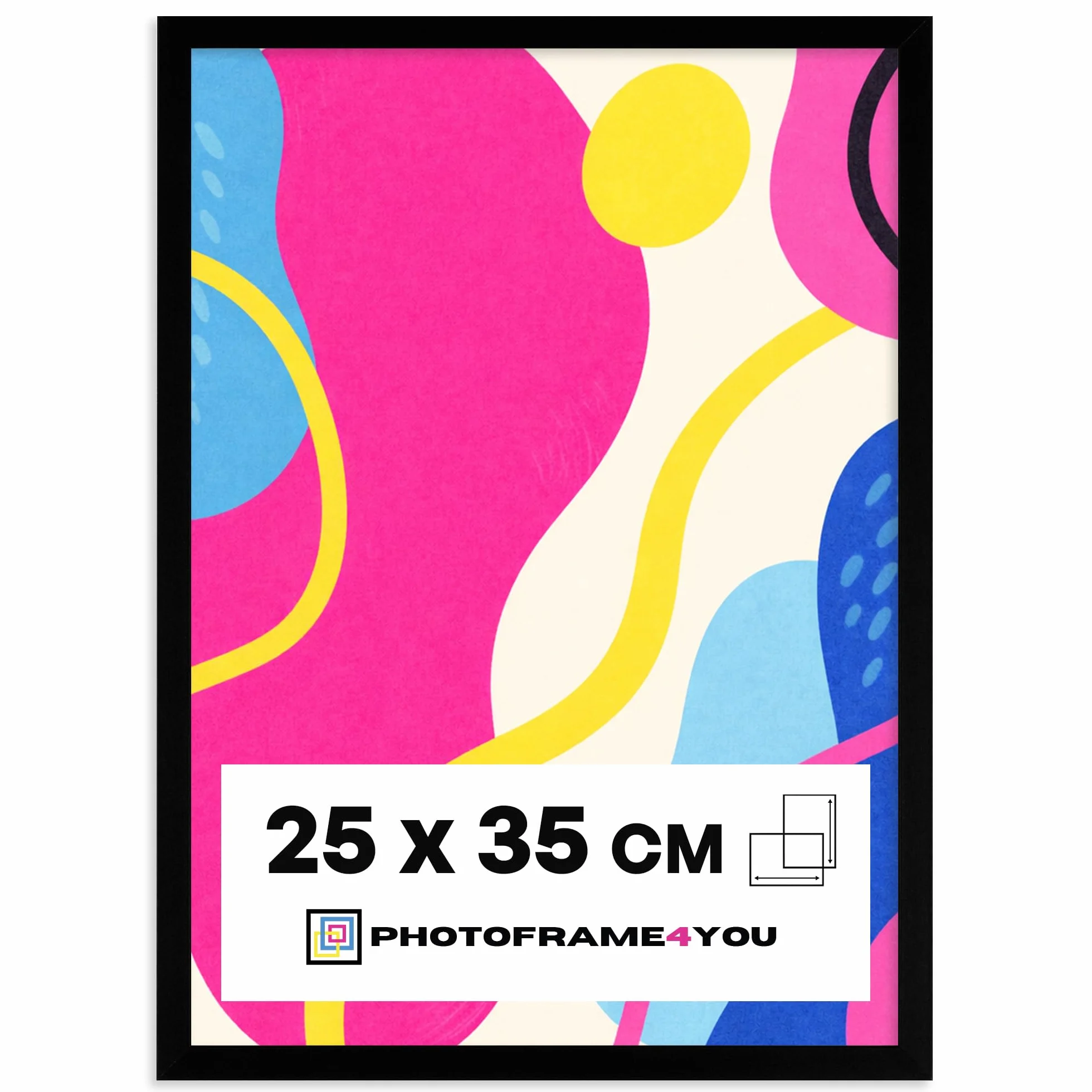 Marcos 25x35 cm - Negro - Acrílico irrompible - Cuadro minimalista de MDF para pósters, puzzles, certificados y más - Decoración moderna, portarretratos vertical y horizontal - Arco