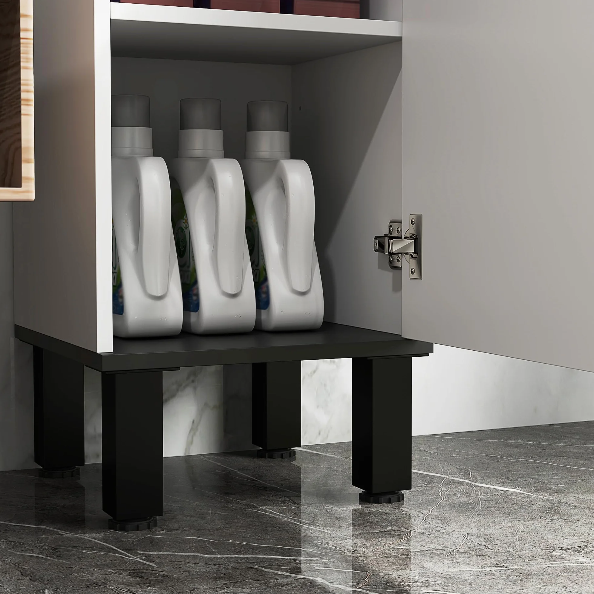 HOMCOM Columna de Baño Armario Alto de Baño con Cajón 2 Puertas y Estantes Ajustable Mueble Auxiliar de Baño Moderno Anti-vuelco 34x32x170 cm Blanco