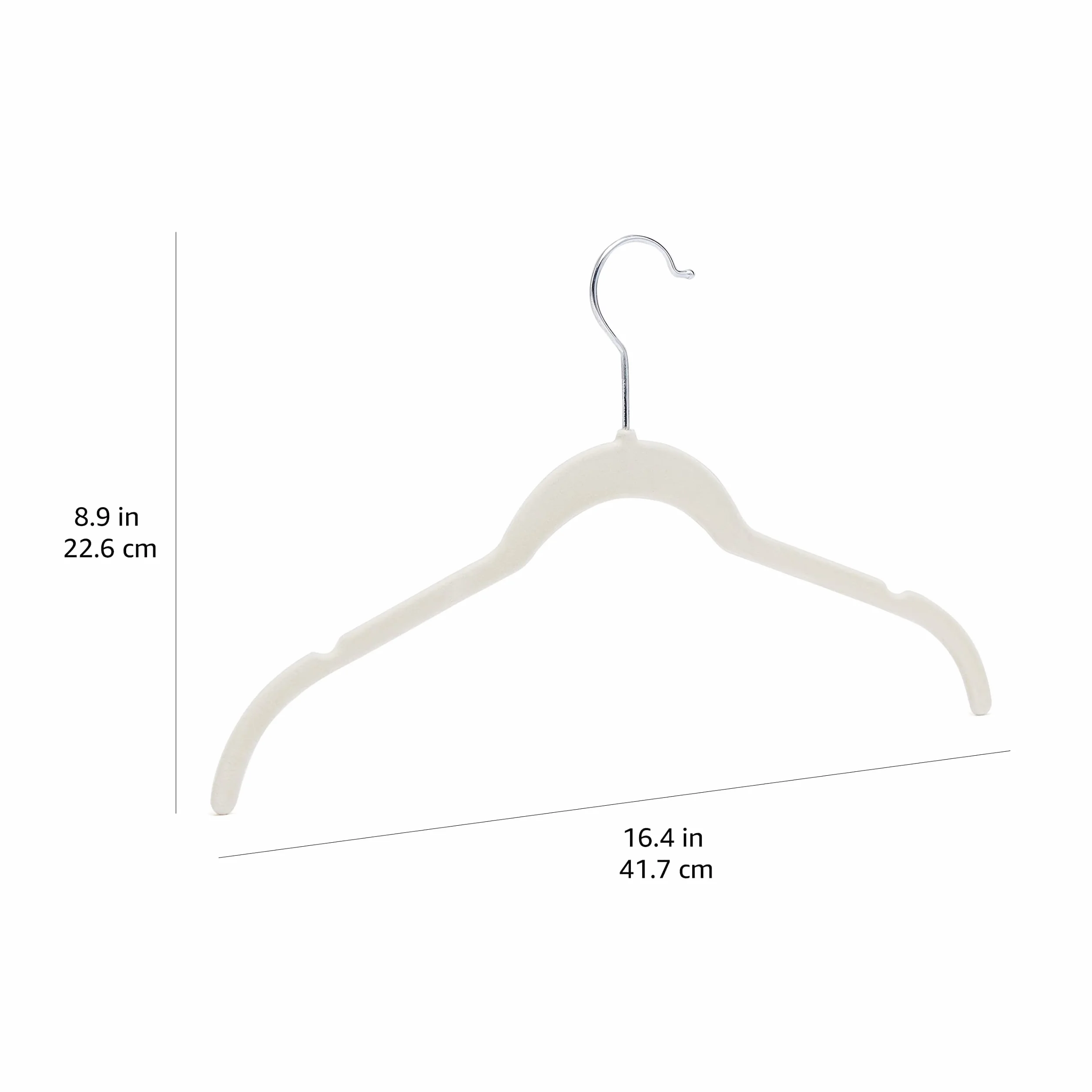 Amazon Basics Perchas de terciopelo para camisas/vestidos - Paquete de 50, Marfil