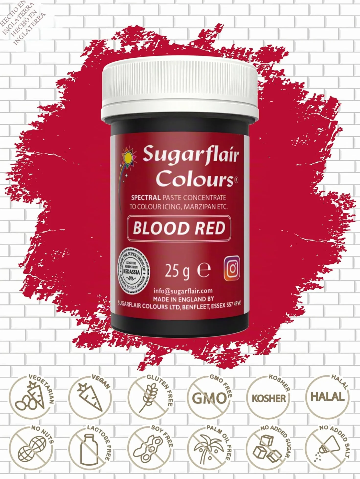 Sugarflair Spectral Concentrated Paste Colour Blood Red 25g