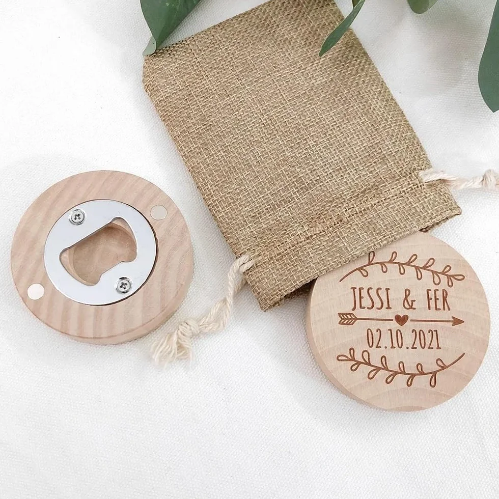 Abrebotellas de madera personalizados, abrebotellas de camarero personalizados, abrebotellas de cerveza grabados, abridor de botellas de refrescos para el hogar (cantidad: 40 unidades)