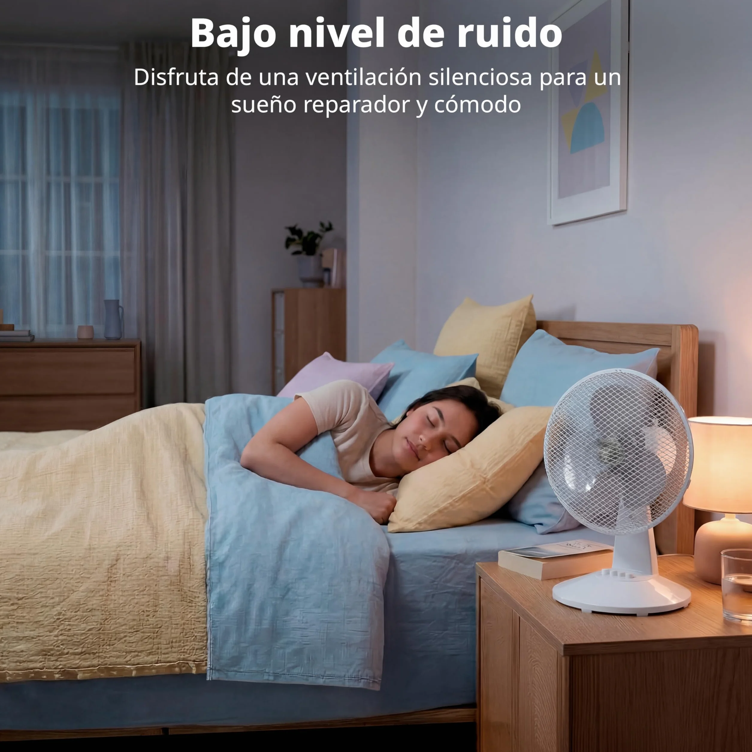 COMFEE Ventilador de Mesa 25W 23cm 2 Velocidades Oscilación 90º Silencioso