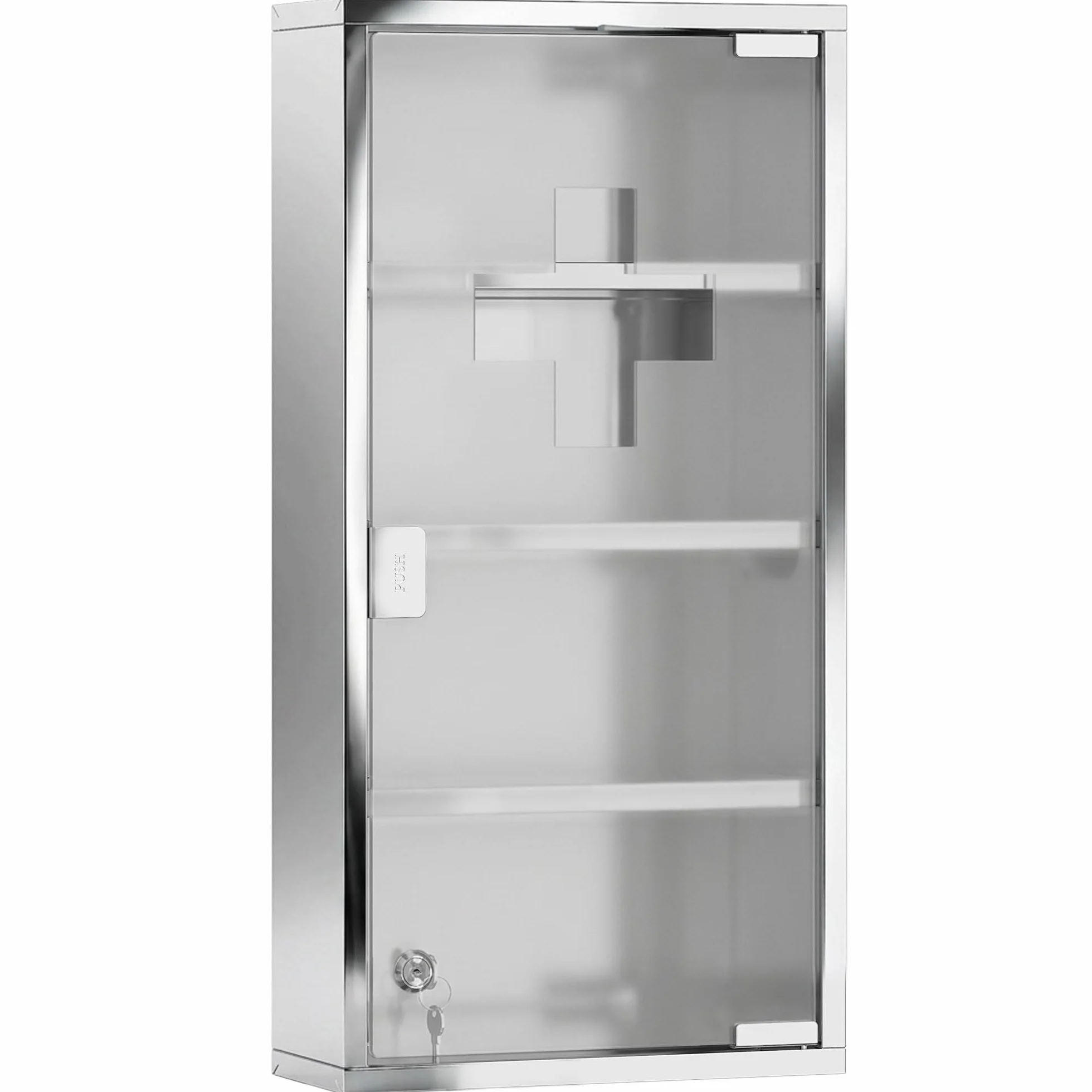 HOMCOM Armario de Medicinas Botiquín Acero INOX 4 Estantes Colgante Pared con Cerradura