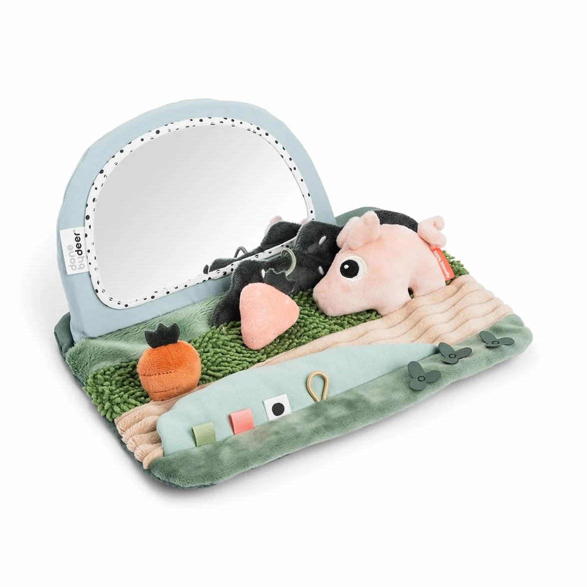 Done by Deer Espejo sensorial Tummy Time Tiny Farm Mezcla Color