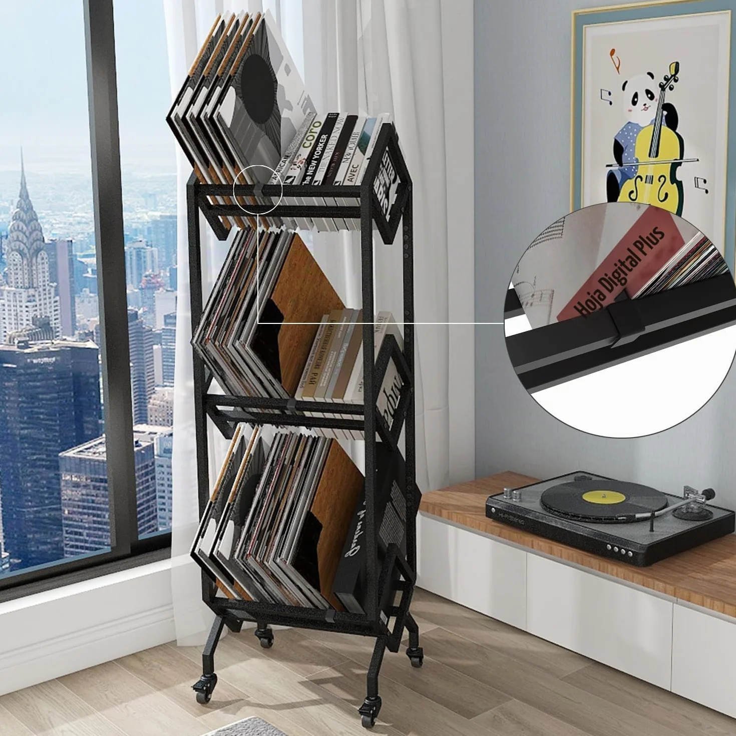VEDECASA Estantería para discos de vinilo DJ, soporte de exhibición LP, 3 niveles