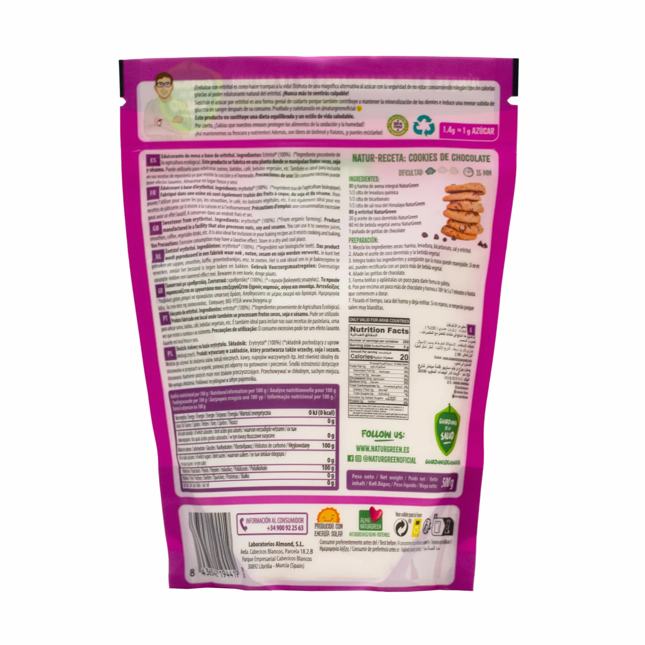 NaturGreen Eritritol Ecológico Bio Edulcorante de Mesa 500g