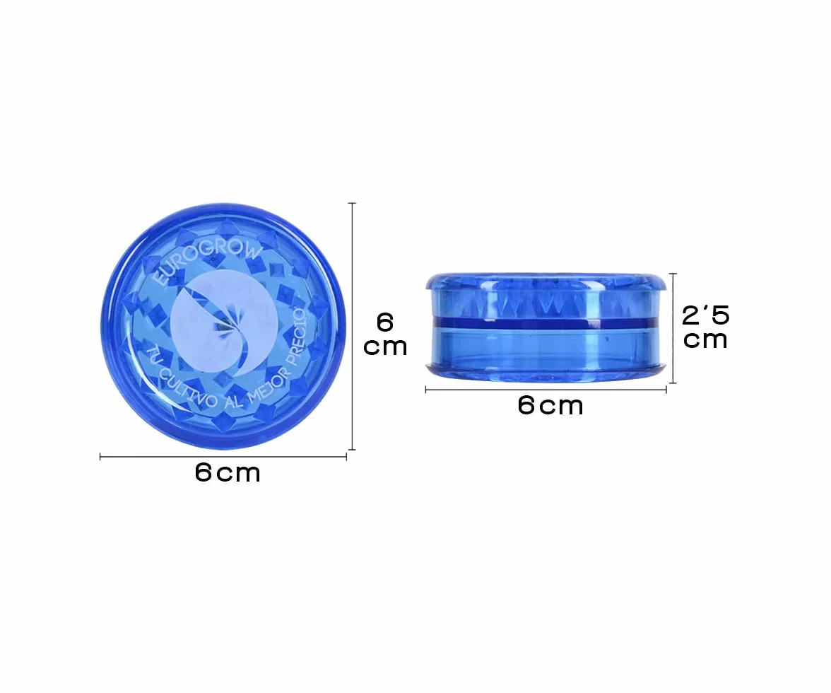 EUROGROW Grinder Plástico 60mm 3 piezas Pack 6 unidades Picador hierbas Molinillo especias