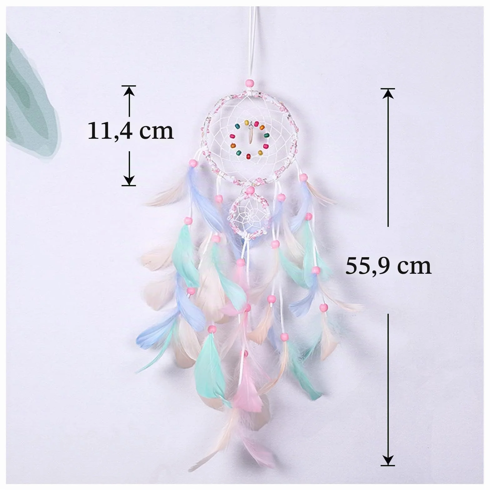 FuninCrea Atrapasueños con Pluma, Atrapasueños Hecho a Mano Estilo Indio, Atrapador de Sueños Dream Catcher para Decoración, Dreamcatcher Atrapa Sueños para Sala de Estar, Dormitorio (Rosa)