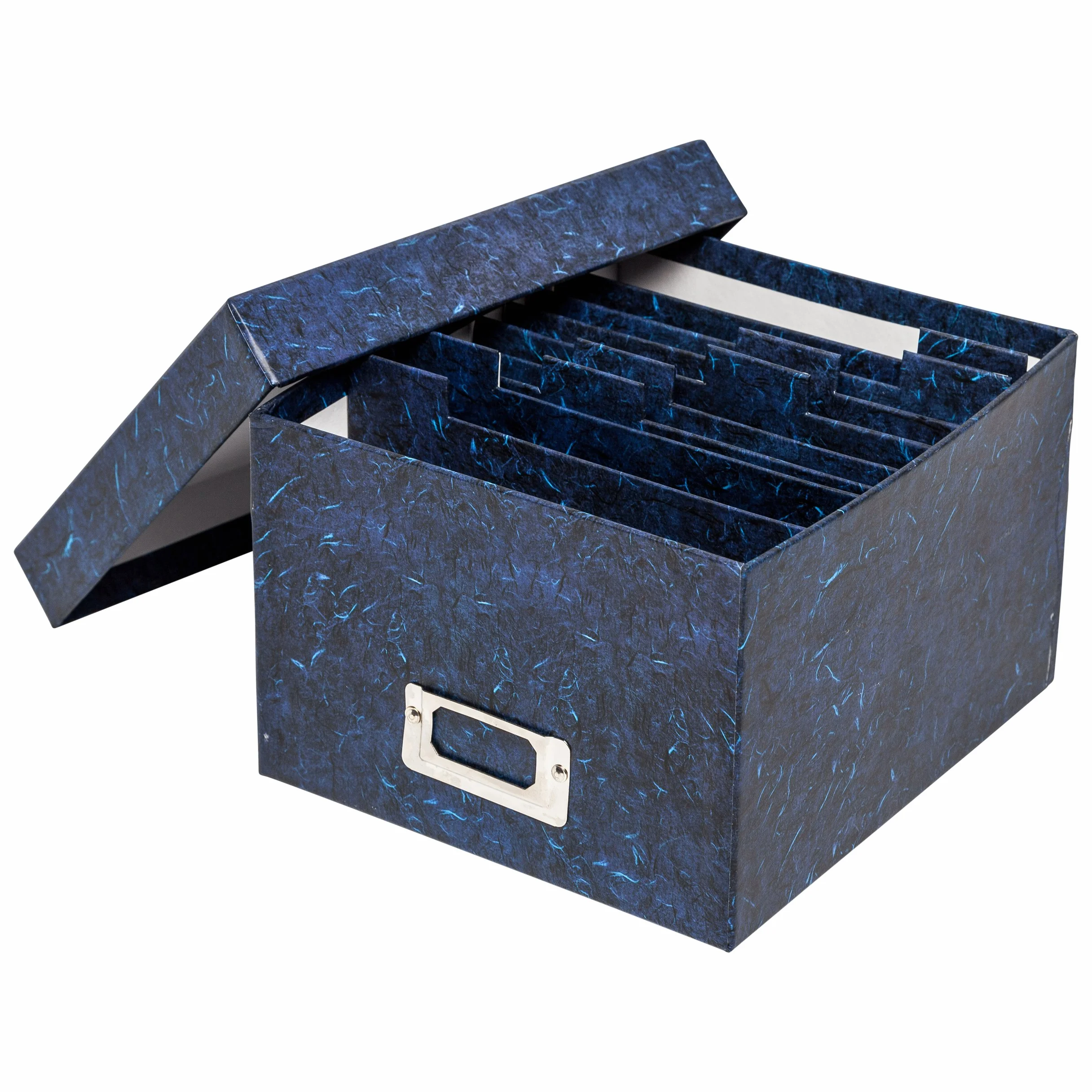 Caja almacenamiento fotos | Azul, 22,4x16,7x11,4 cm, capacidad 700 fotos 10x15 cm | Sin ácidos, separadores incluidos | Organización segura