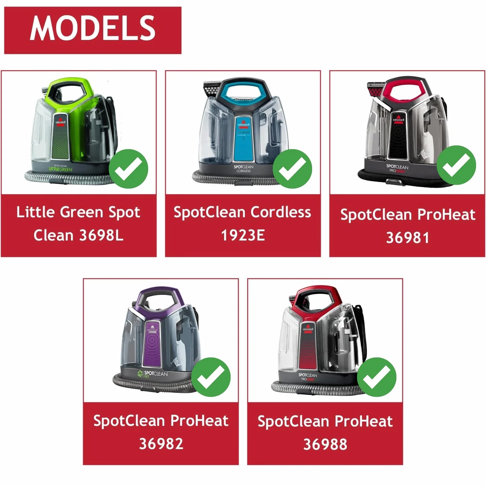 SPARES2GO Manguera y mango limpiador de alfombras para Bissell SpotClean ProHeat 1923E 36981 36982 36988