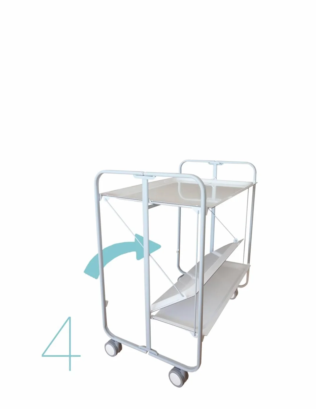 DON HIERRO - Carrito auxiliar con ruedas BAUHAUS, armazón metálico de color gris, 2 bandejas-Gris