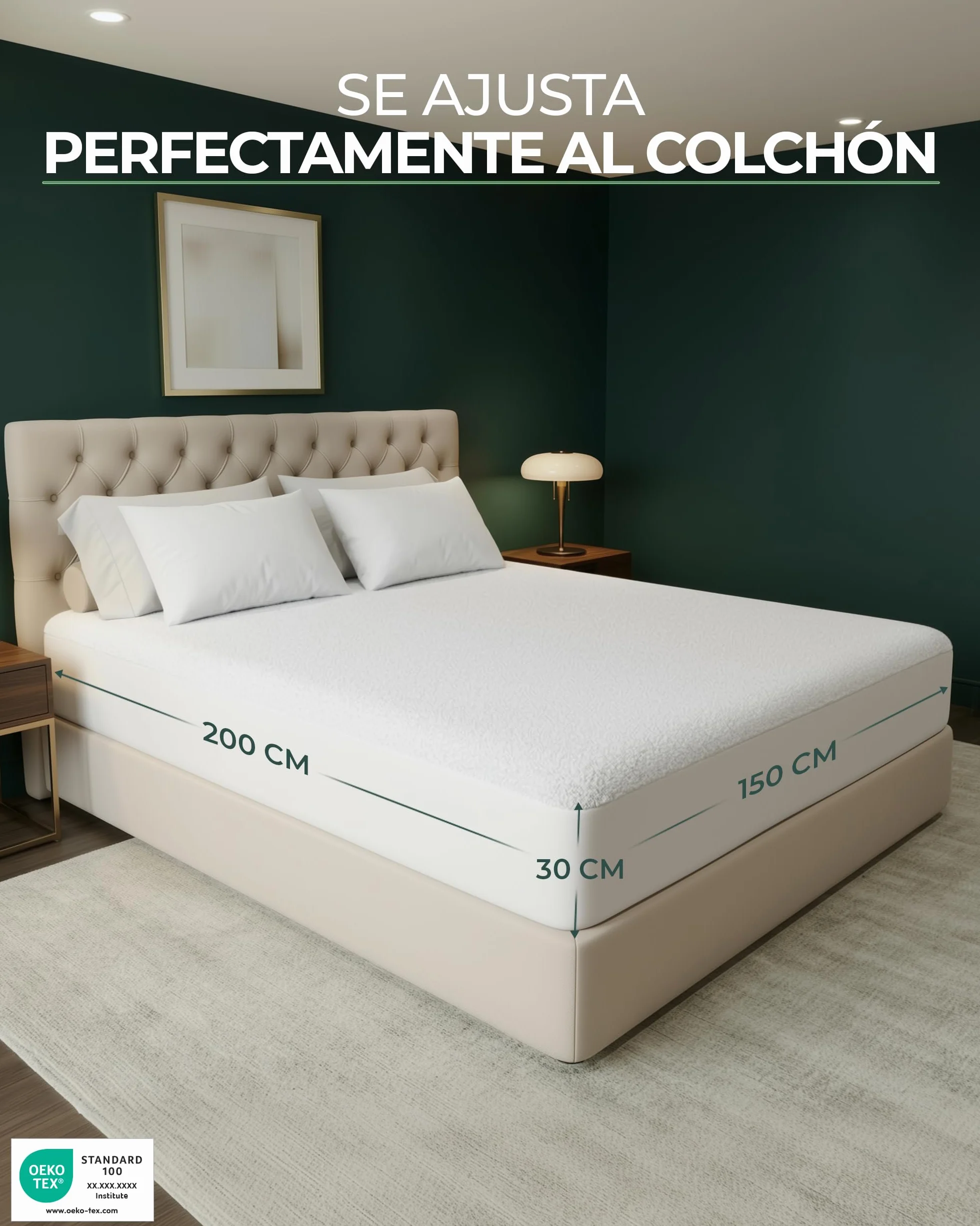 Utopia Bedding Protector de Colchón 150x200x30 cm Impermeable Viscosa Oeko-Tex Funda Transpirable Elástico