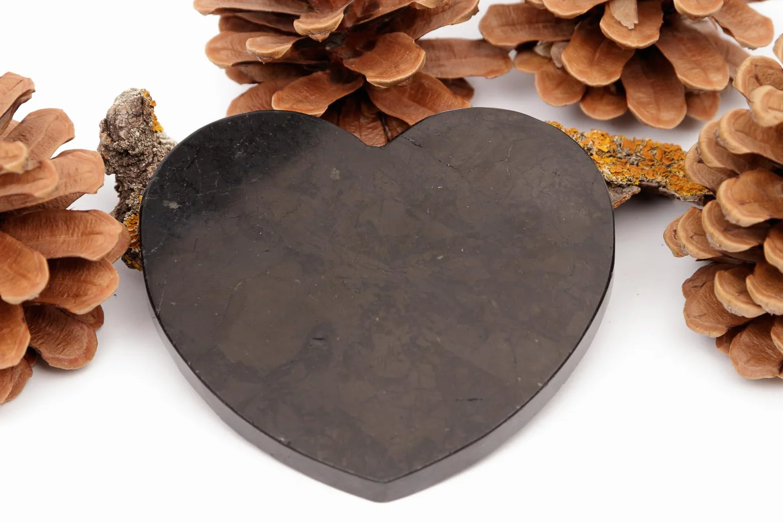 Igox Shungite Pulido Placa Corazón Azulejo 100 mm Piedras Shungite Curación, DD22