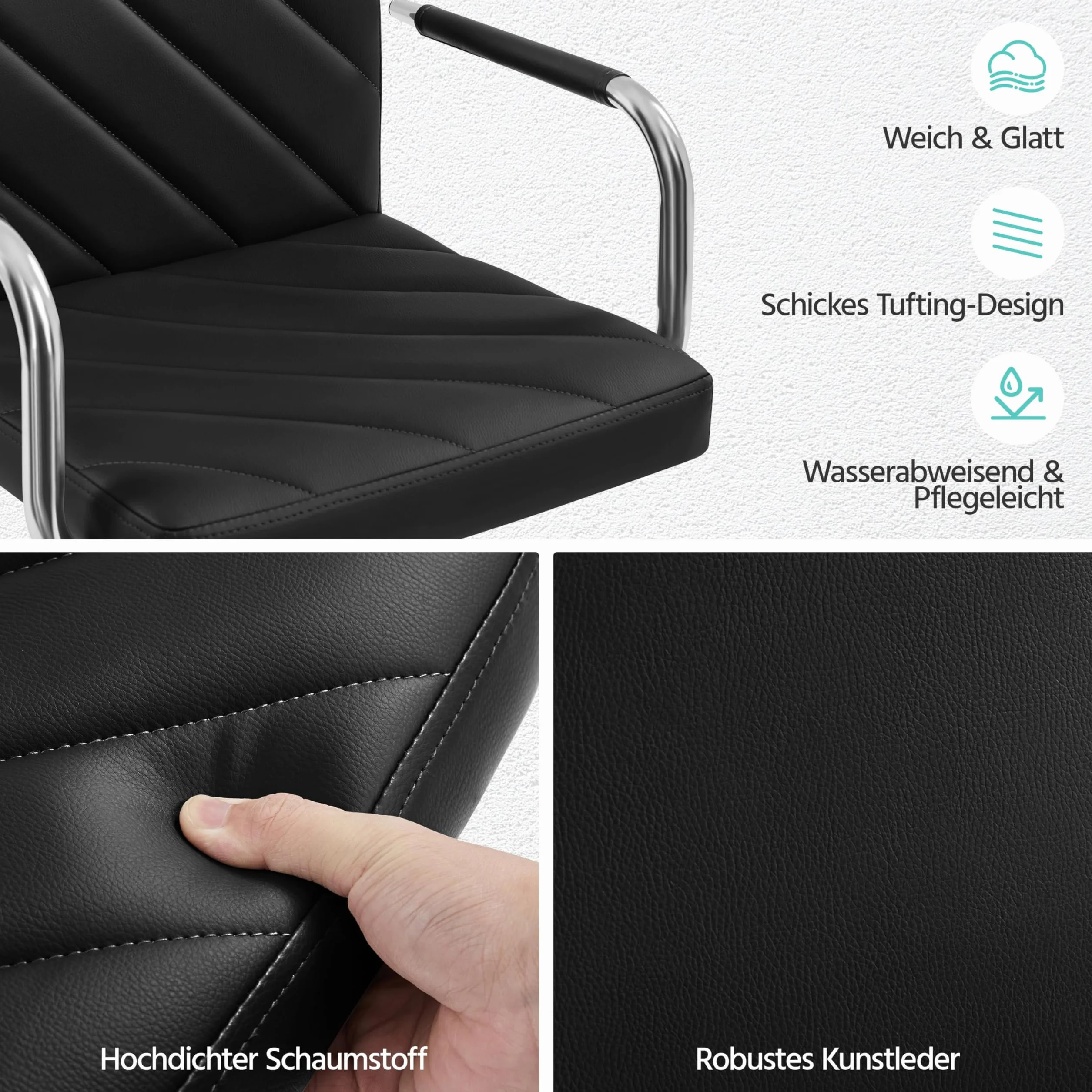 Yaheetech Juego de 2 Taburetes de Bar de Polipiel Sillas de Bar Giratorias de Altura Ajustable con Respaldo Reposapiés Reposabrazos para Bar Cocina Hogar Negro