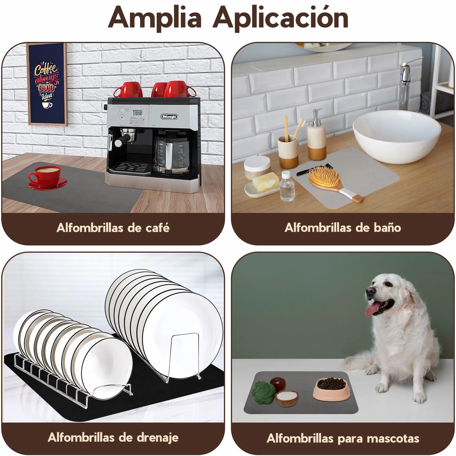 Scettar 3 Piezas Alfombrilla Escurreplatos de Silicona 40x30cm Súper Absorbente para Cocinas
