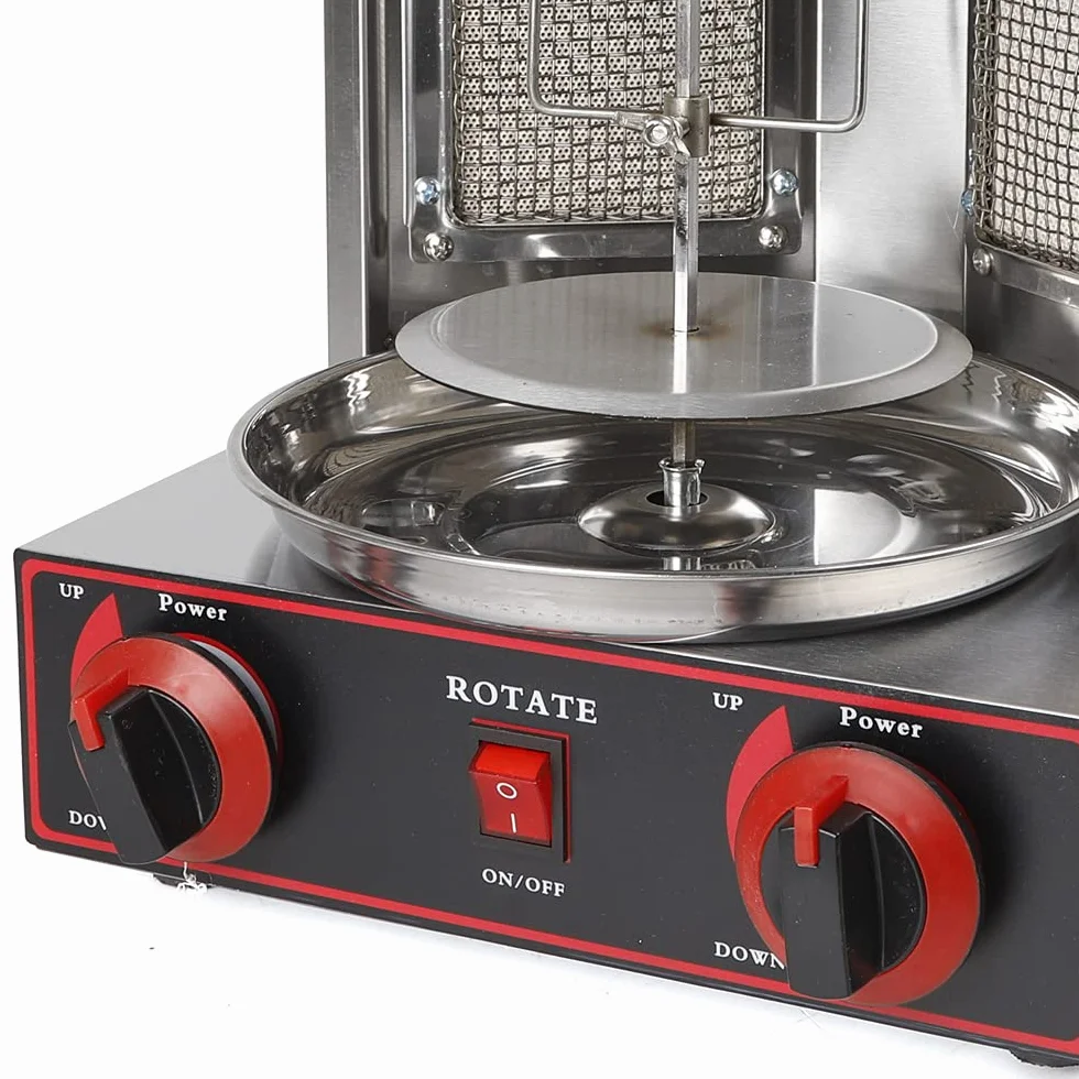 Gas Vertical Shawarma Broiler Machine 3 kW Gyro Grill with 6 Skewers