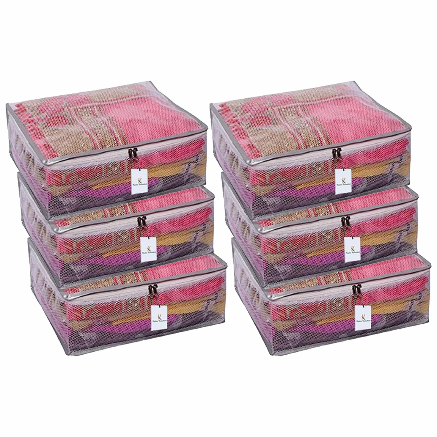 Kuber Industries Fundas de PVC para sari con cremallera, organizador de armario impermeable para ropa, ídolo para vestidos, trajes, ropa de bebé, paquete de 6 (transaprentable)