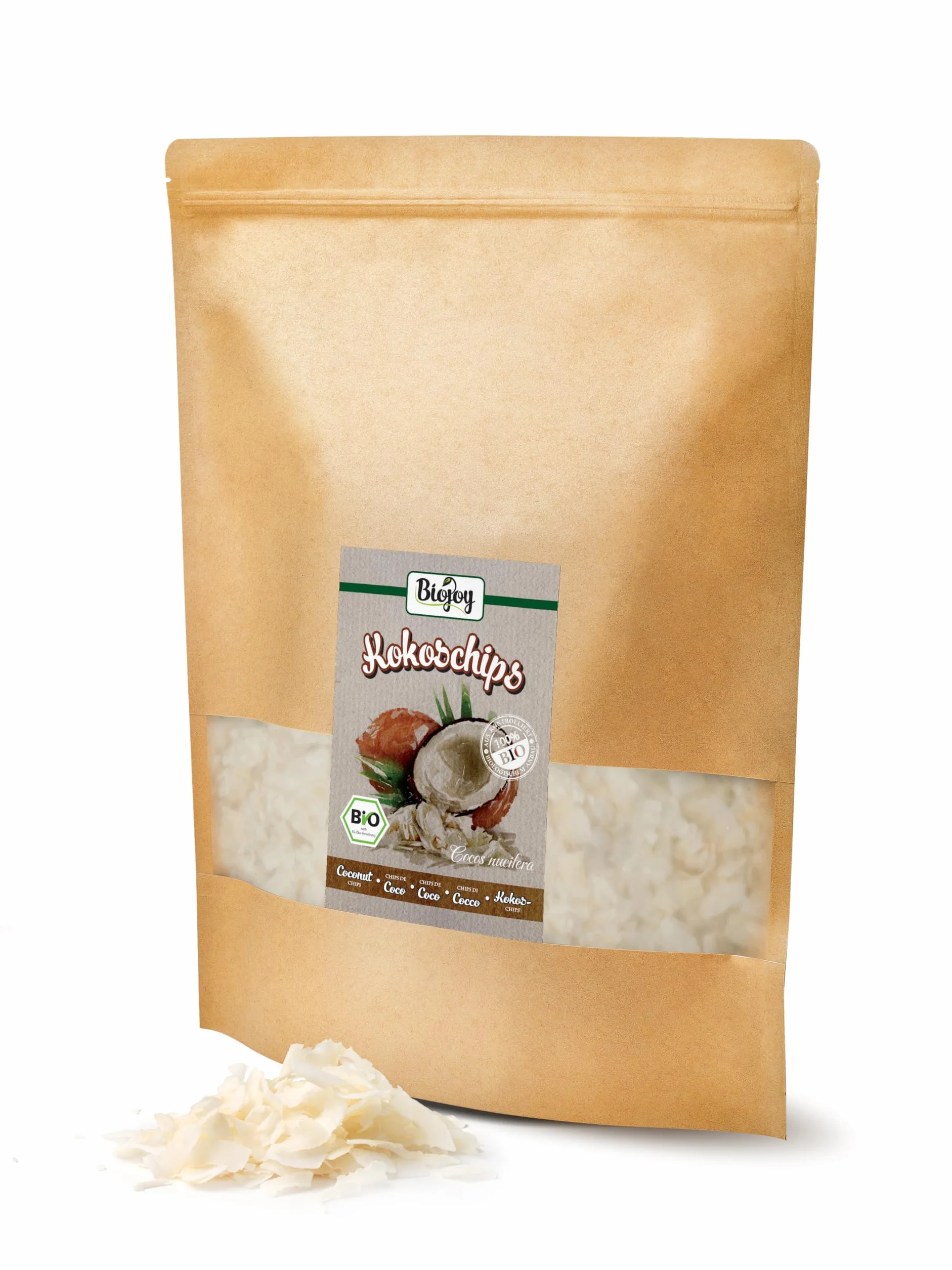 Biojoy Chips de Coco deshidratado Ecológico 1 kg sin azúcar añadido