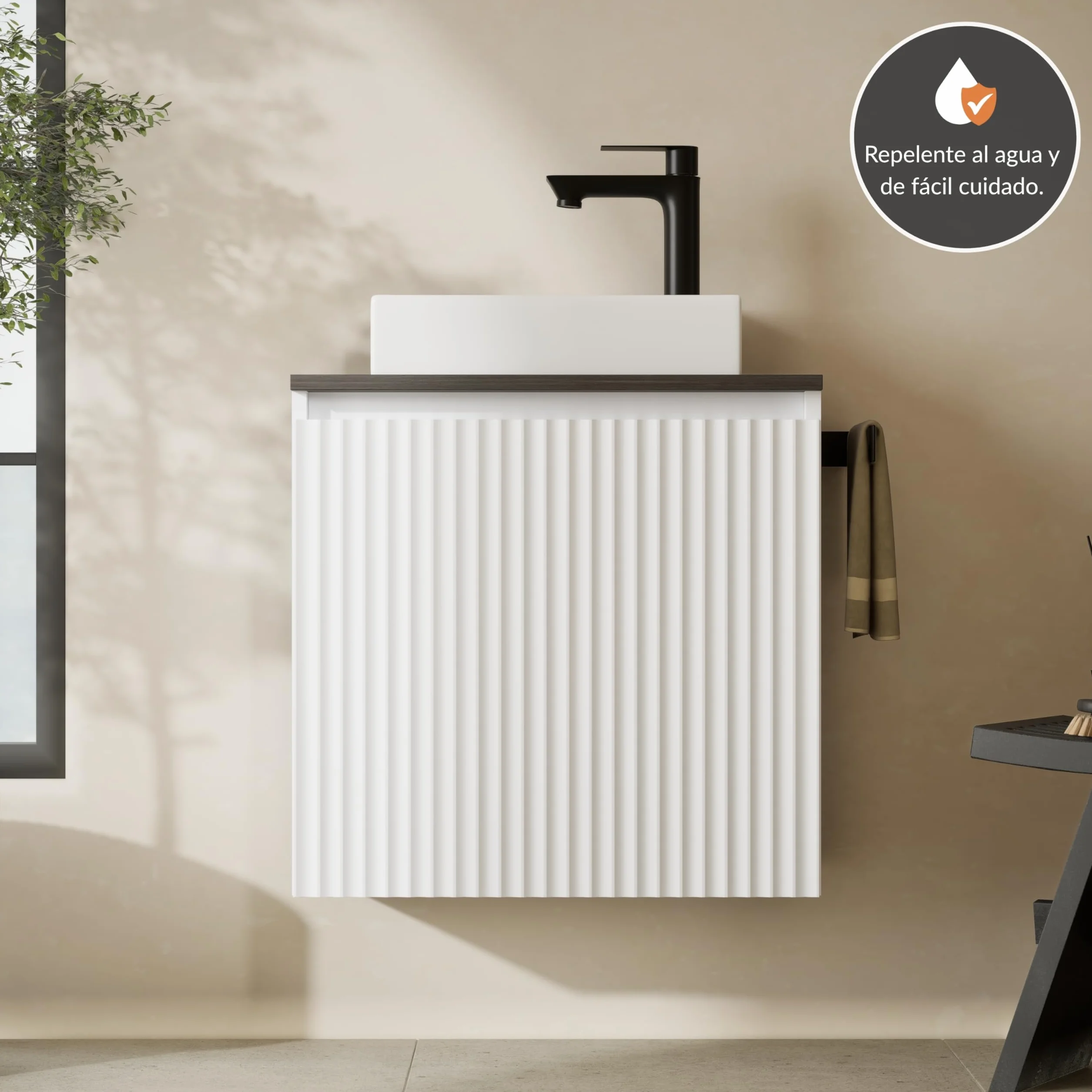 Planetmöbel Conjunto de Muebles de baño Lavabo con Mueble bajo 56 x 55 x 30 cm Blanco, Mueble bajo con Lavabo para baño, Aseo de Invitados y Cuarto