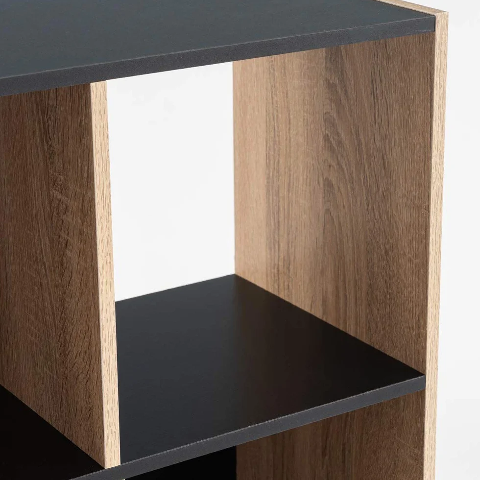 LOLAhome Estantería Cubo de 8 Cubos Madera MDF Negra y Natural