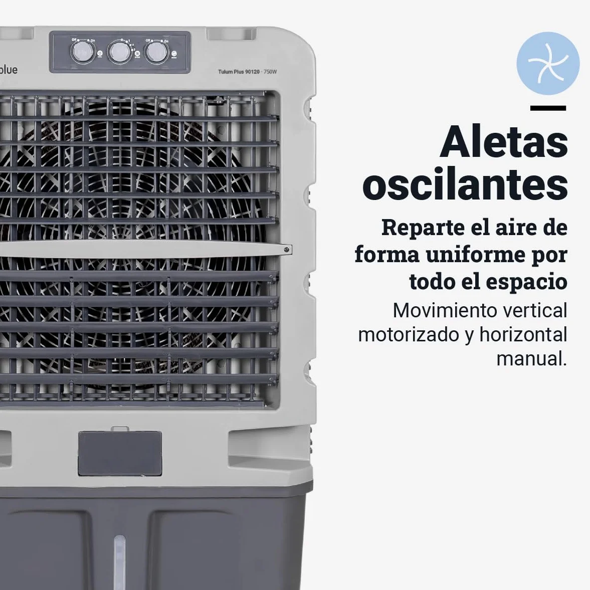 UniversalBlue, Climatizador Evaporativo 120L 750W – 13.000 m³/h, Aire Acondicionado Natural Portátil para hasta 150 m², 3 Velocidades, Oscilación, Uso Industrial y Doméstico