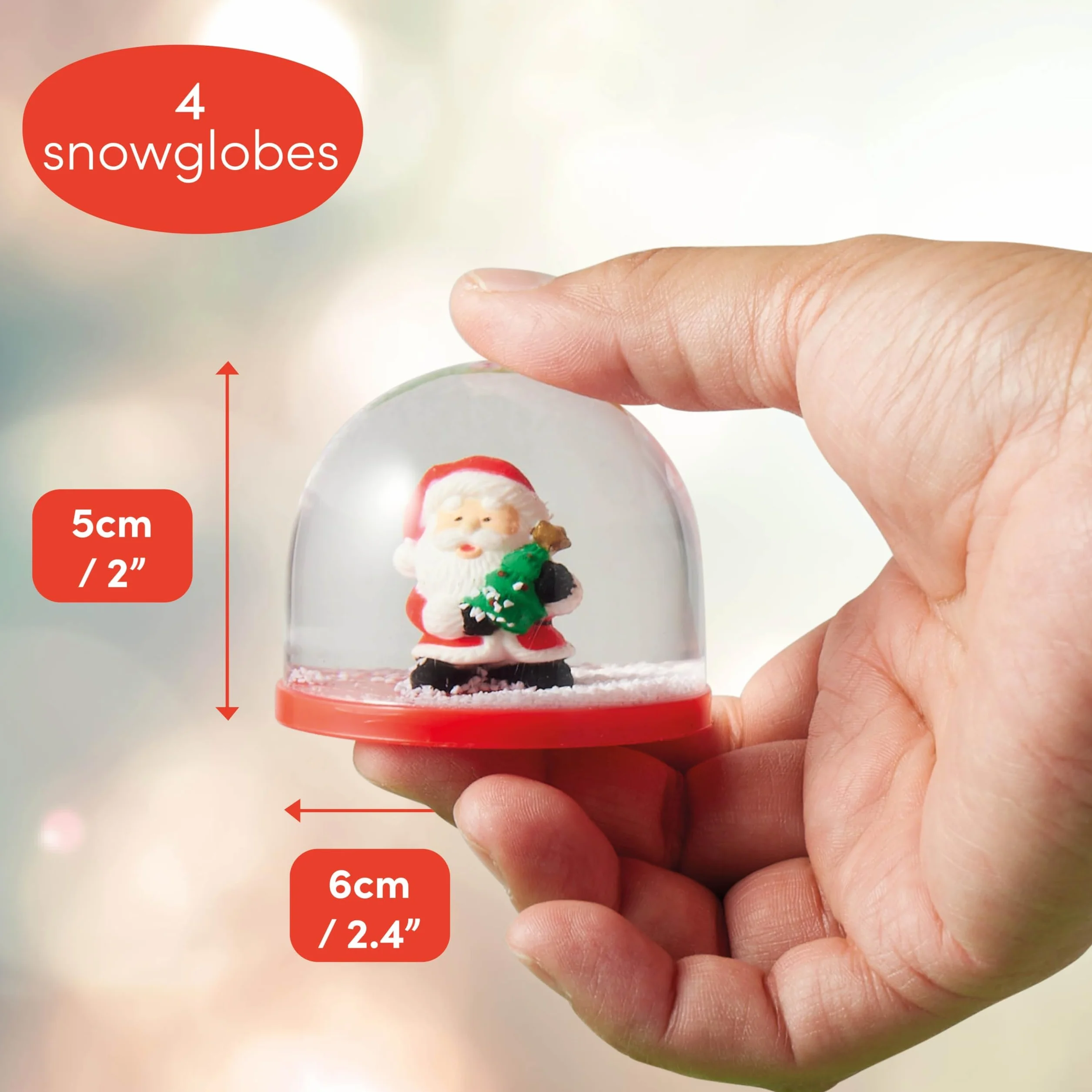 4 Mini Globos de Nieve Navideños 5cm Surtido Diseños Festivos