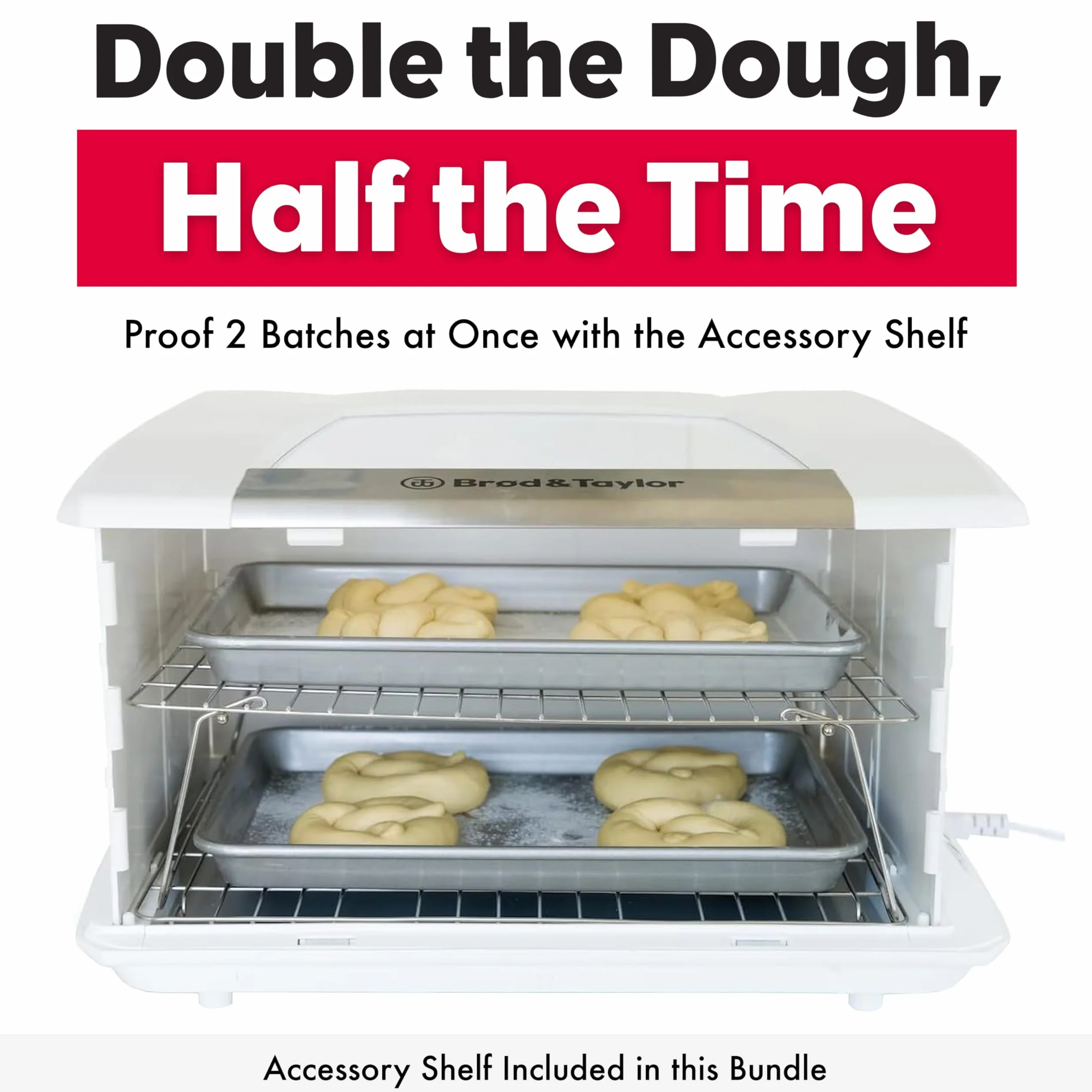 Brod & Taylor Folding Proofer & Slow Cooker Proofer z Półką Akcesoryjną, Biały