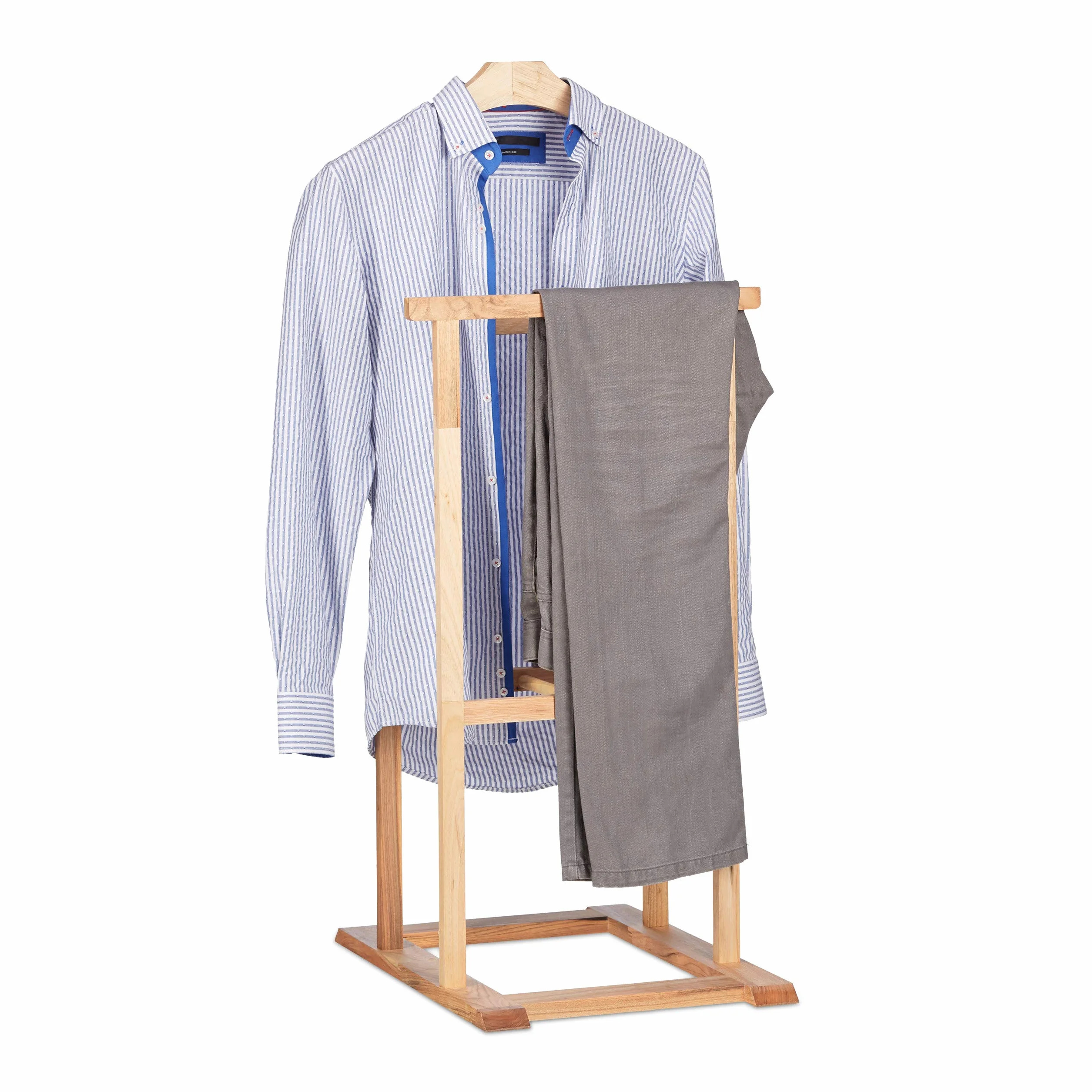 Relaxdays Galán de Noche Perchero Pie para Trajes Madera de Nogal 102 x 47 x 50 cm Marrón