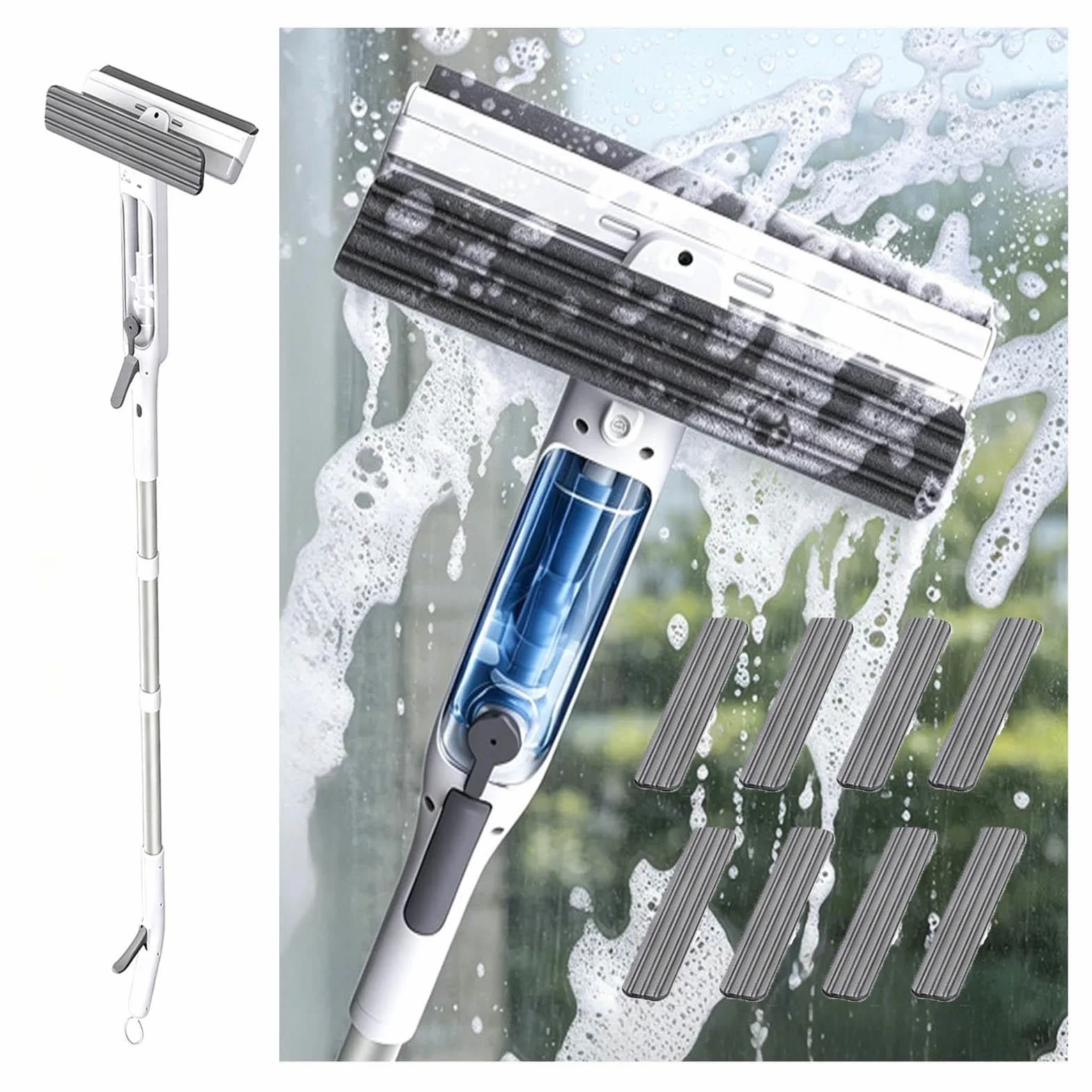 Limpiacristales con Pulverizador de Ventanas con Depósito de Agua Residual Limpiacristales en Spray de Doble Cara Adecuado para Múltiples Escenarios